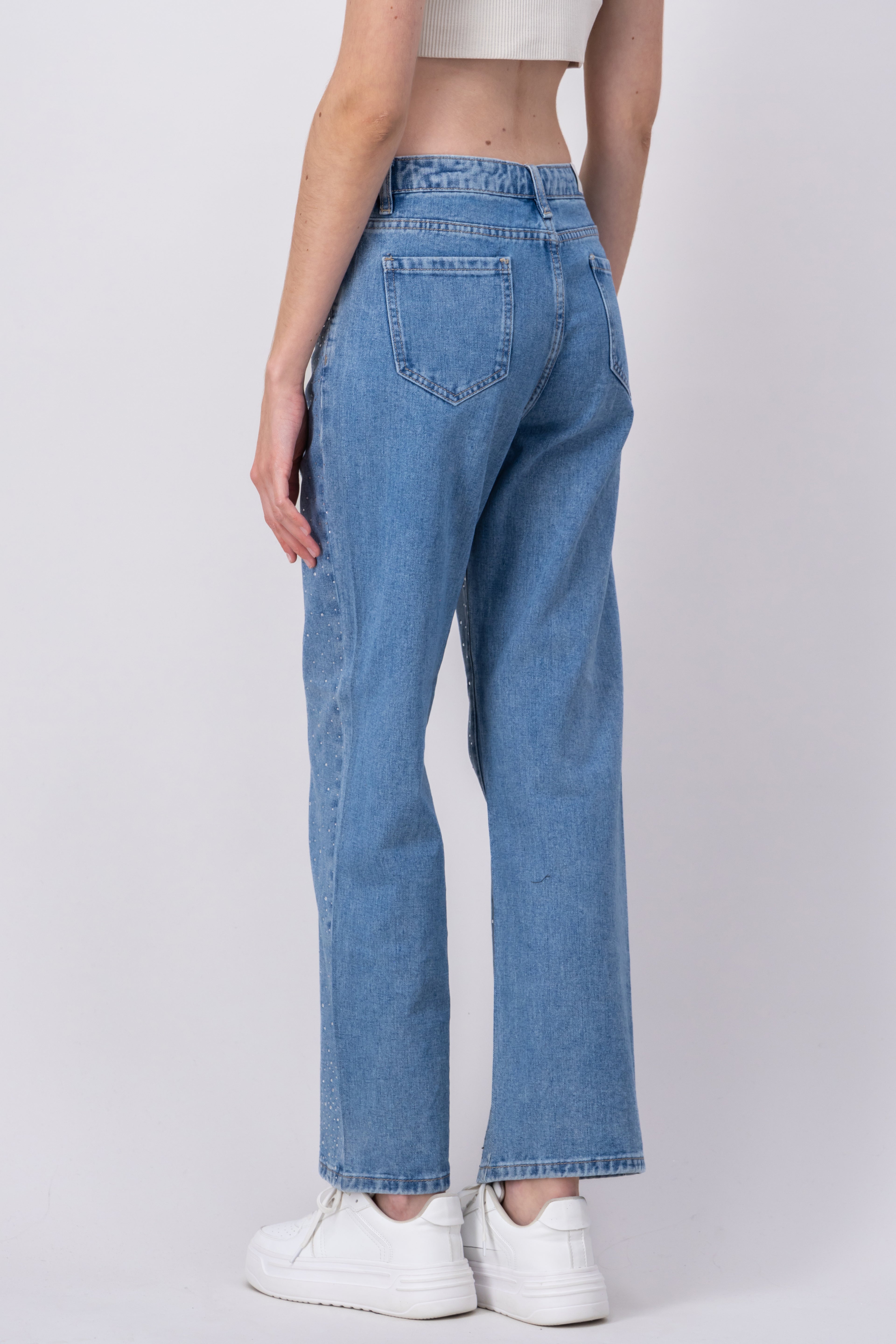 Jeans con brillos rectos LIGHT WASH
