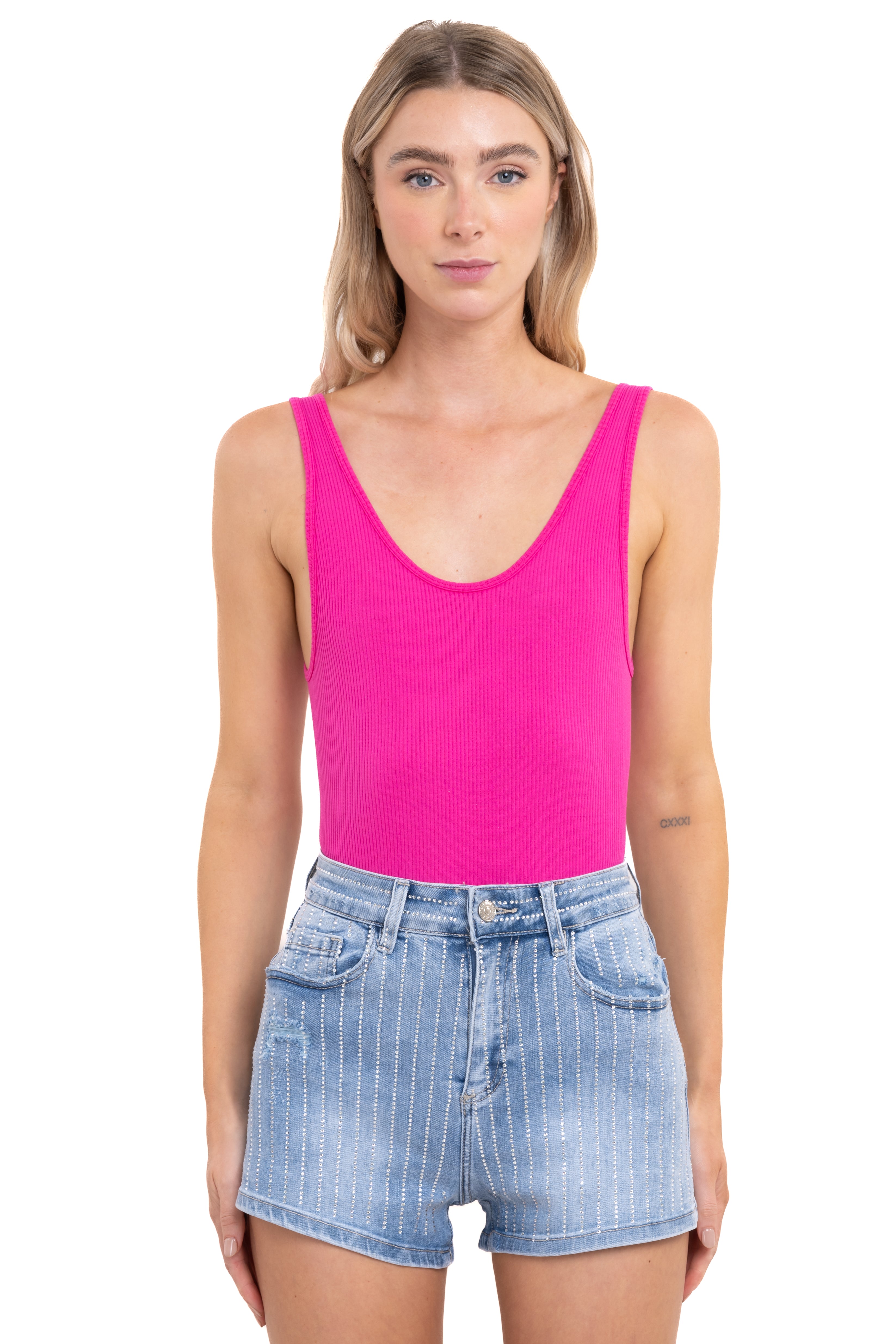 Bodysuit acanalado cuello redondo FIUSHA