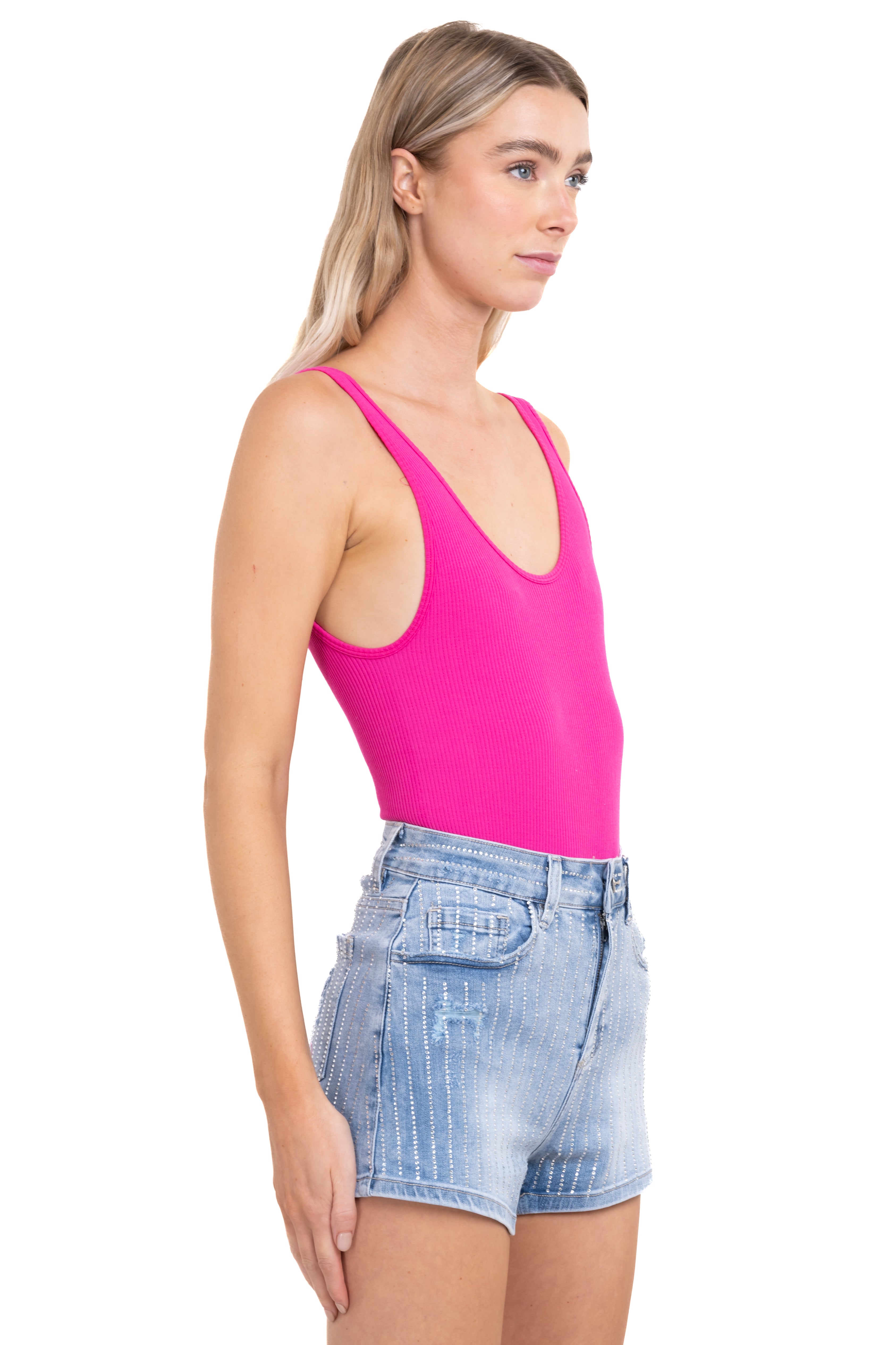 Bodysuit acanalado cuello redondo FIUSHA