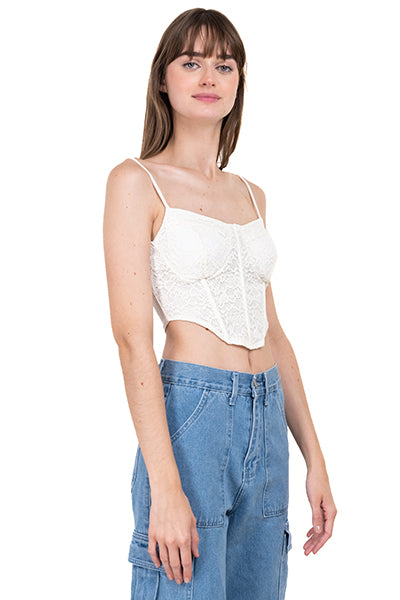 Top corset encaje copas CREMA