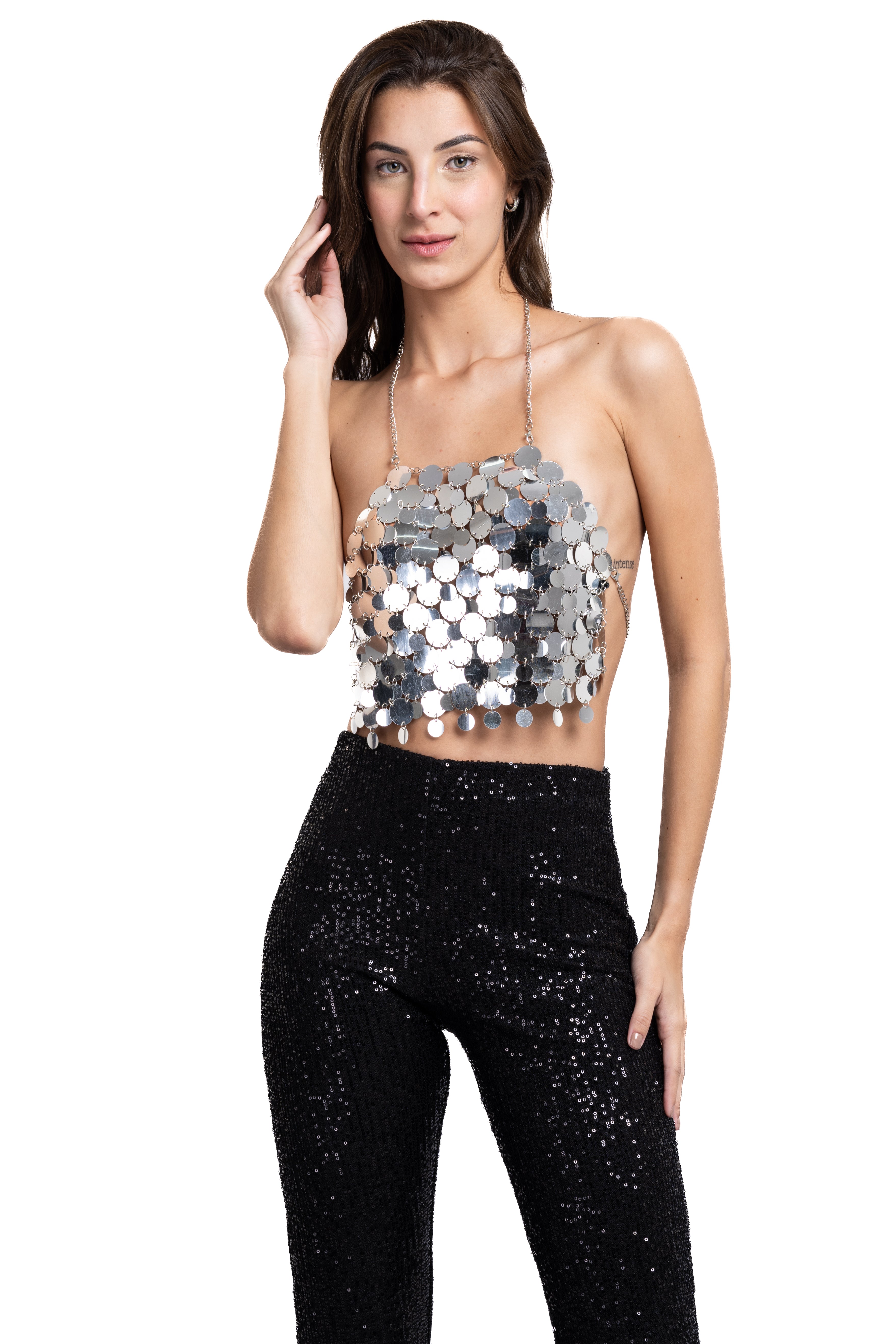 Top cadena lentejuela maxi PLATA