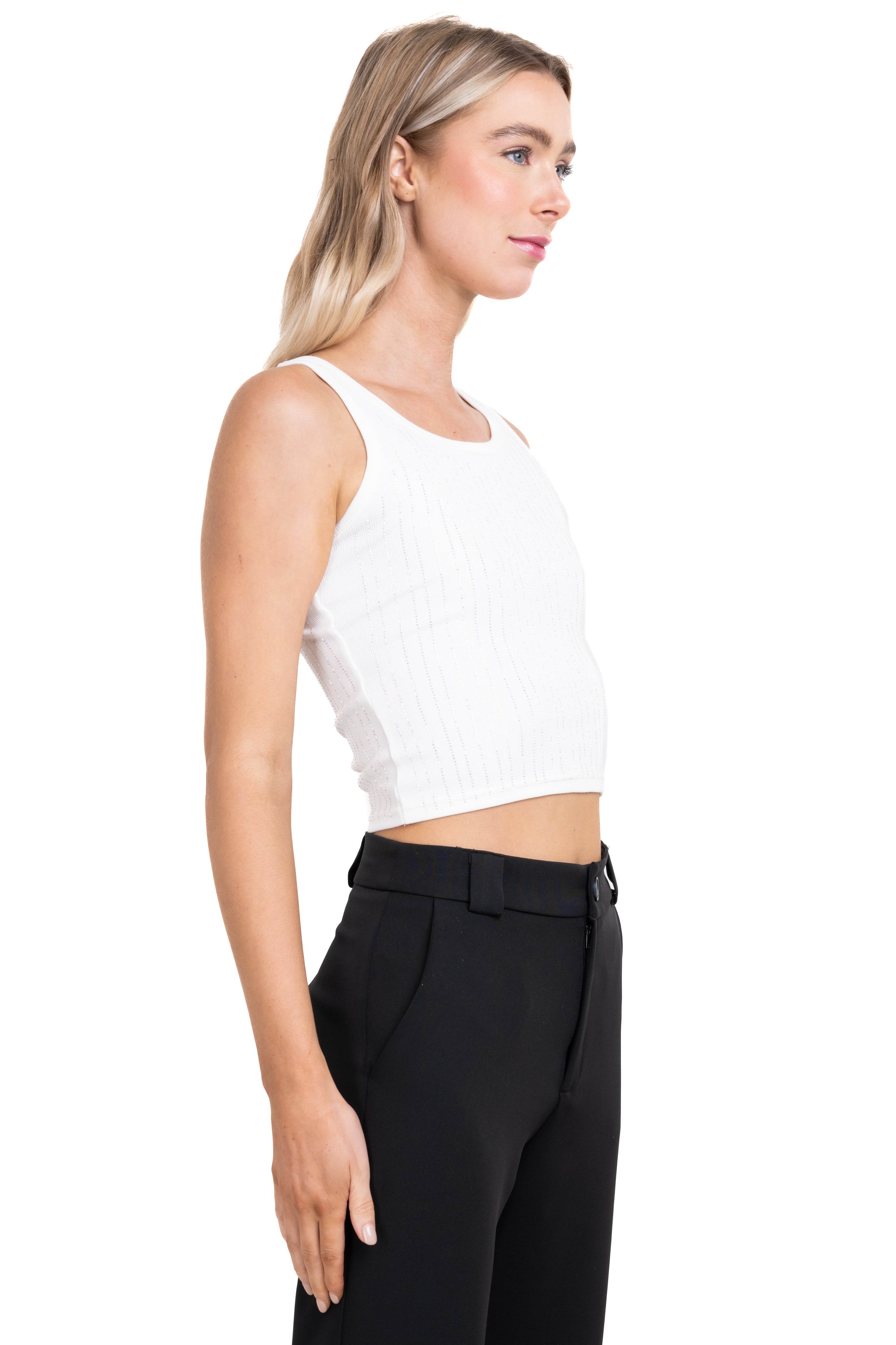Top tirantes brillos BLANCO