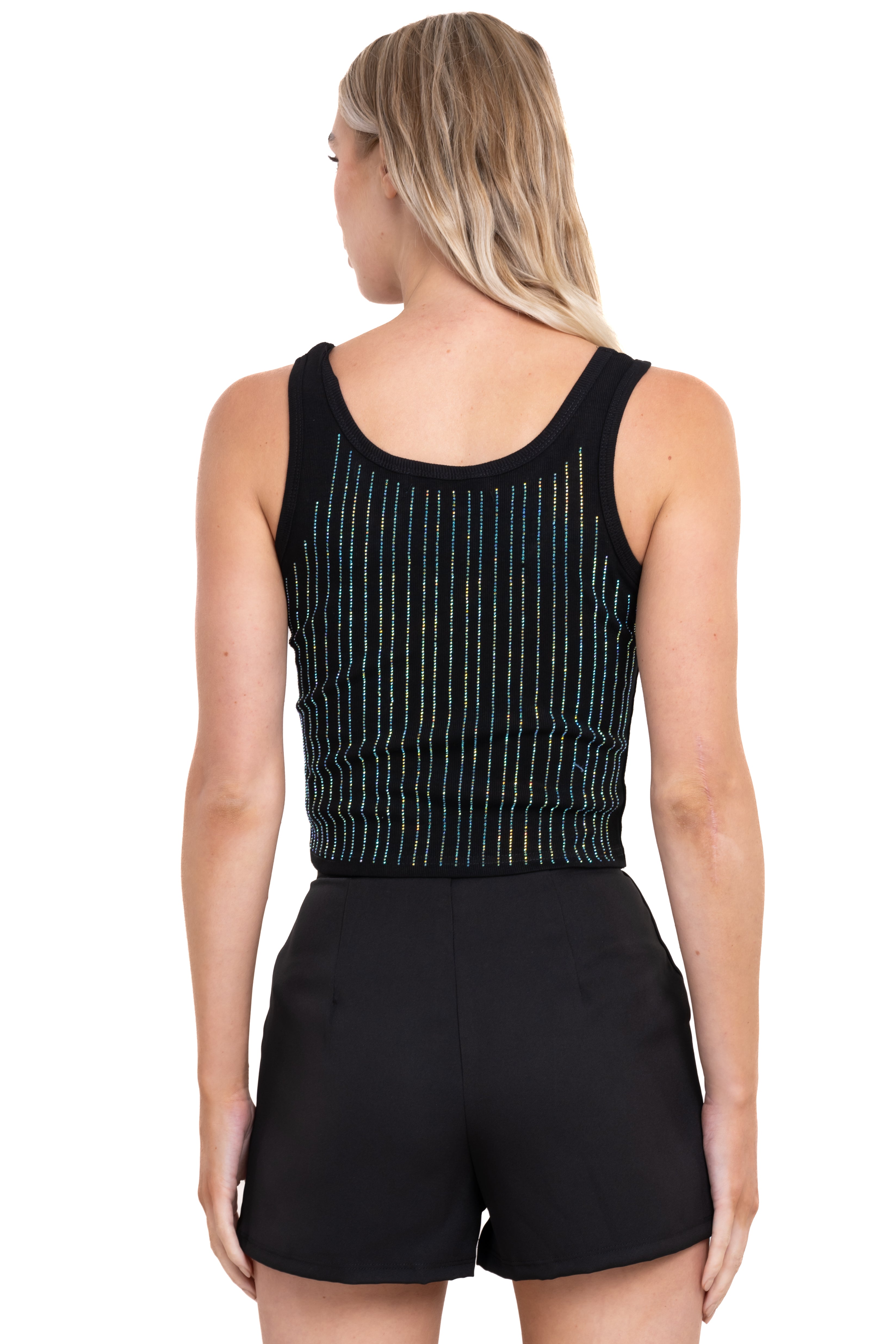 Top tirantes brillos NEGRO