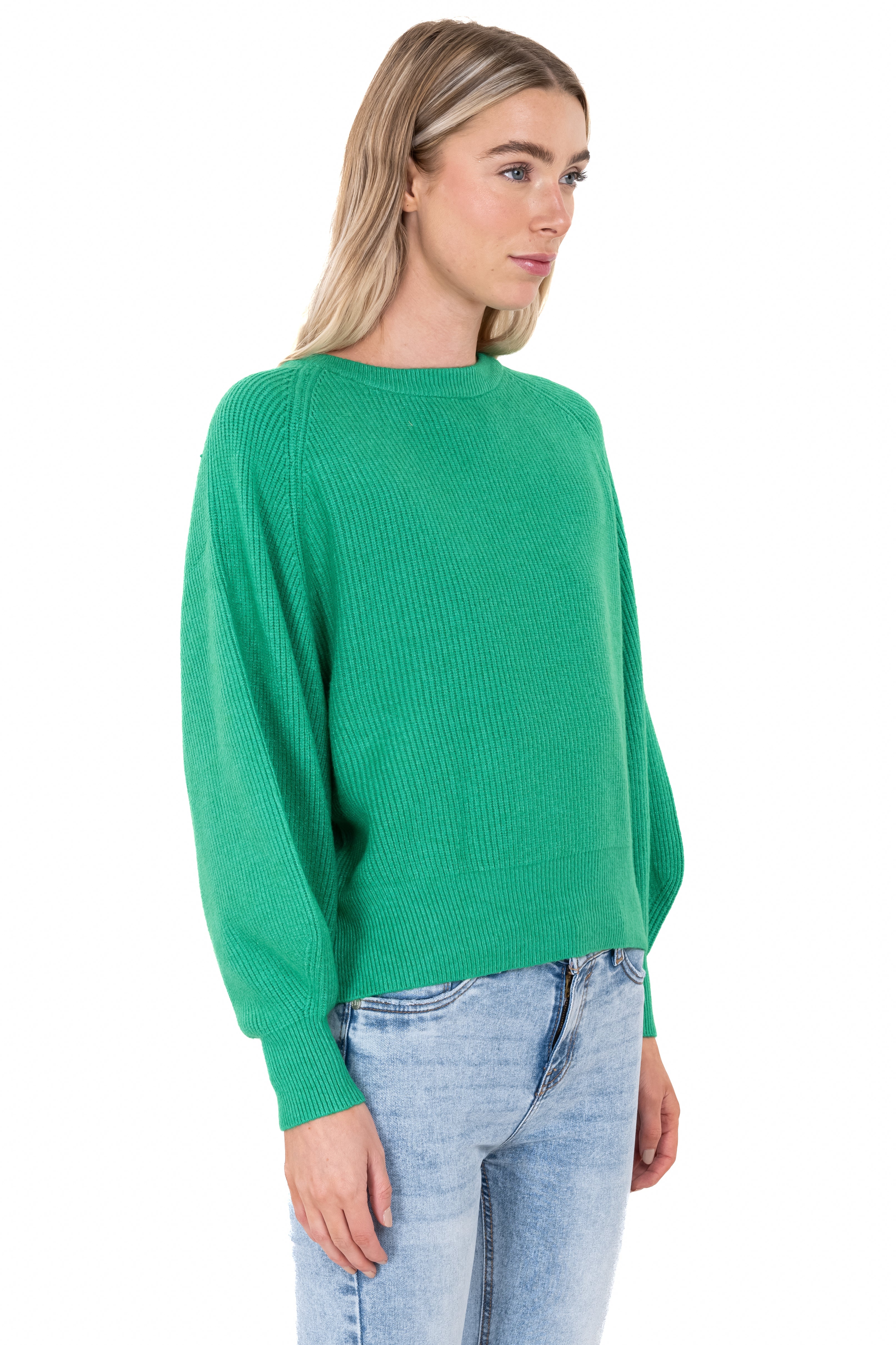 Suéter tejido manga abullonada VERDE