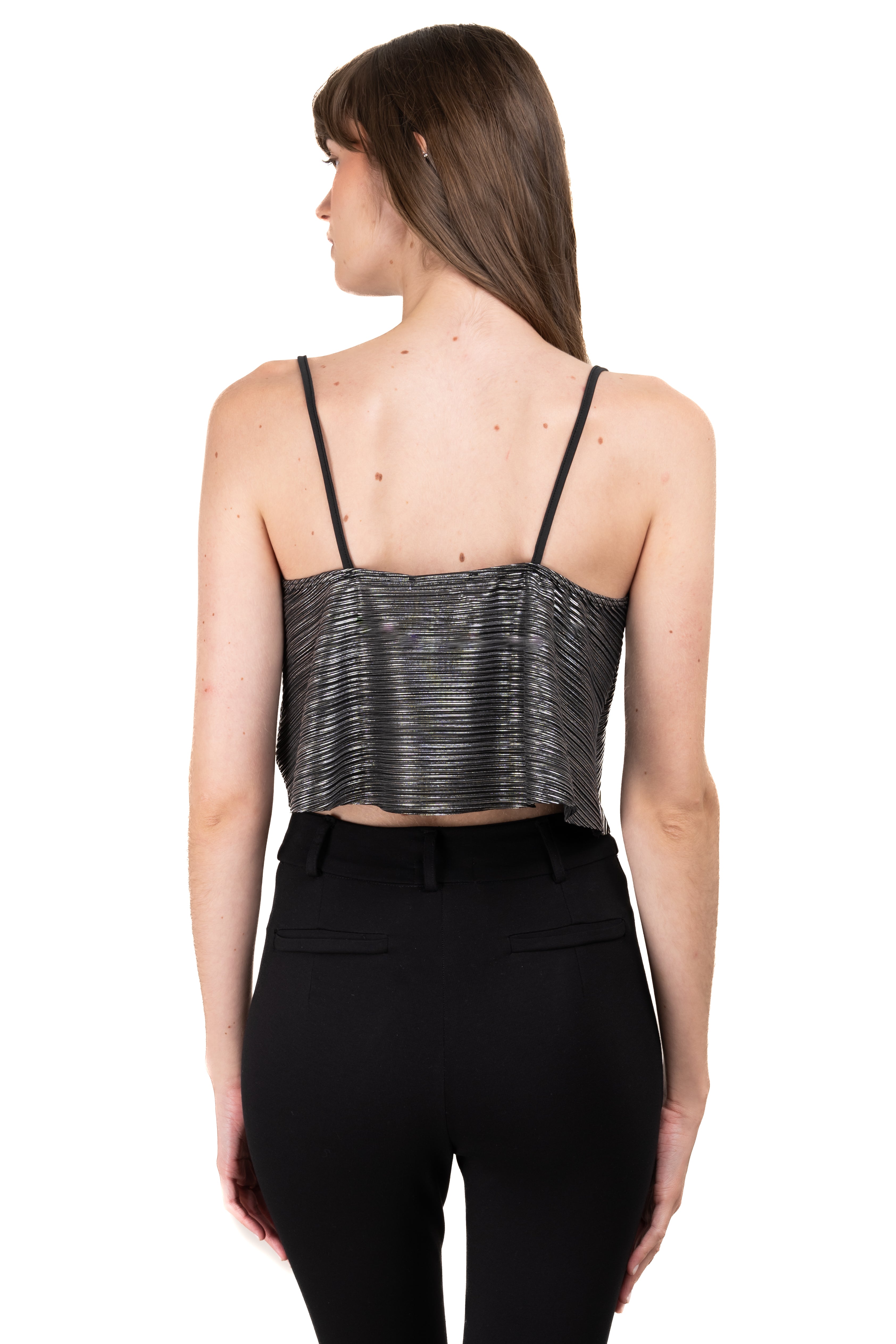 Top fluido cropped textura NEGRO COMBO