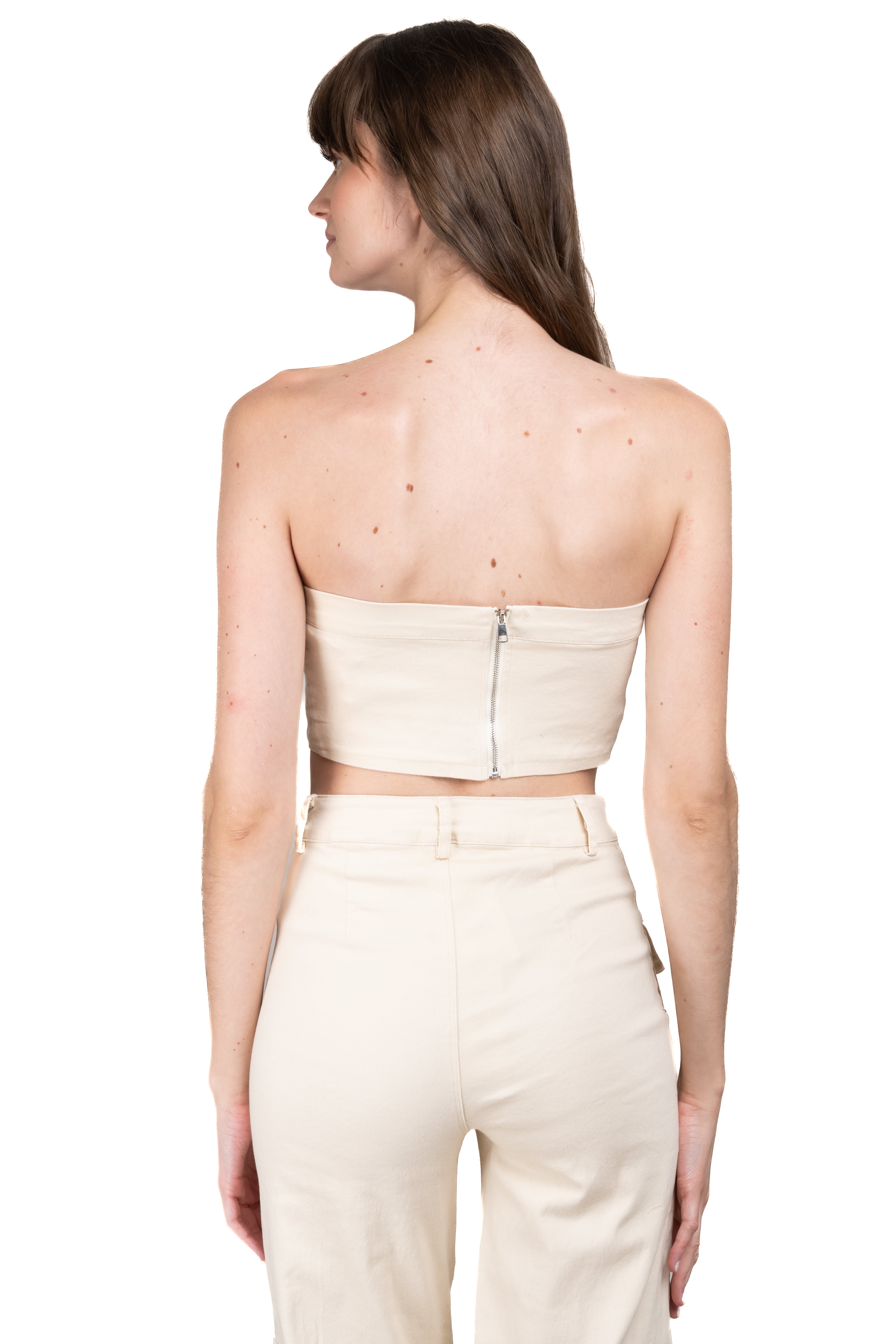 Top cargo de gabardina BEIGE