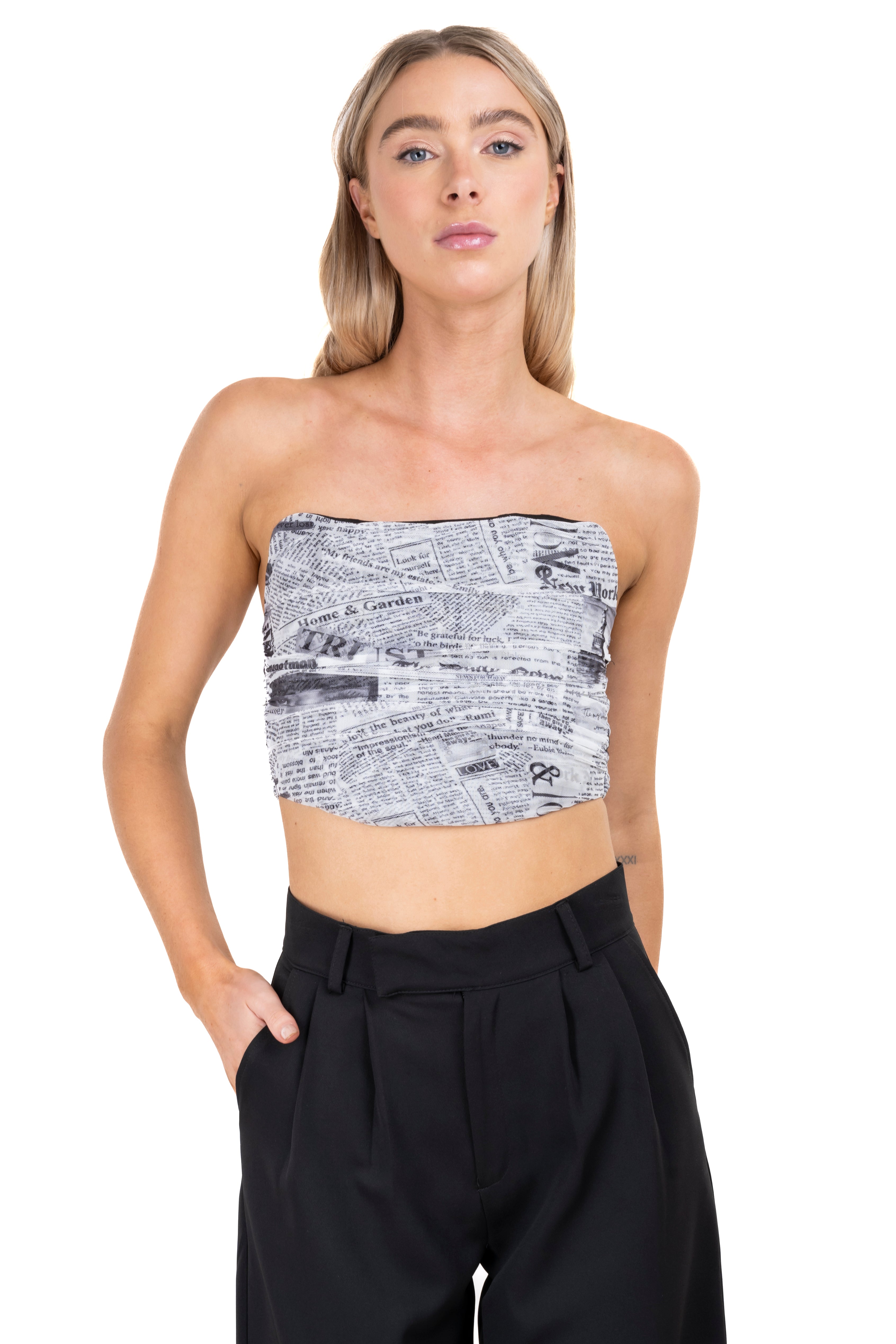 Corset mesh estampado periodico hypsetrs BLANCO COMBO