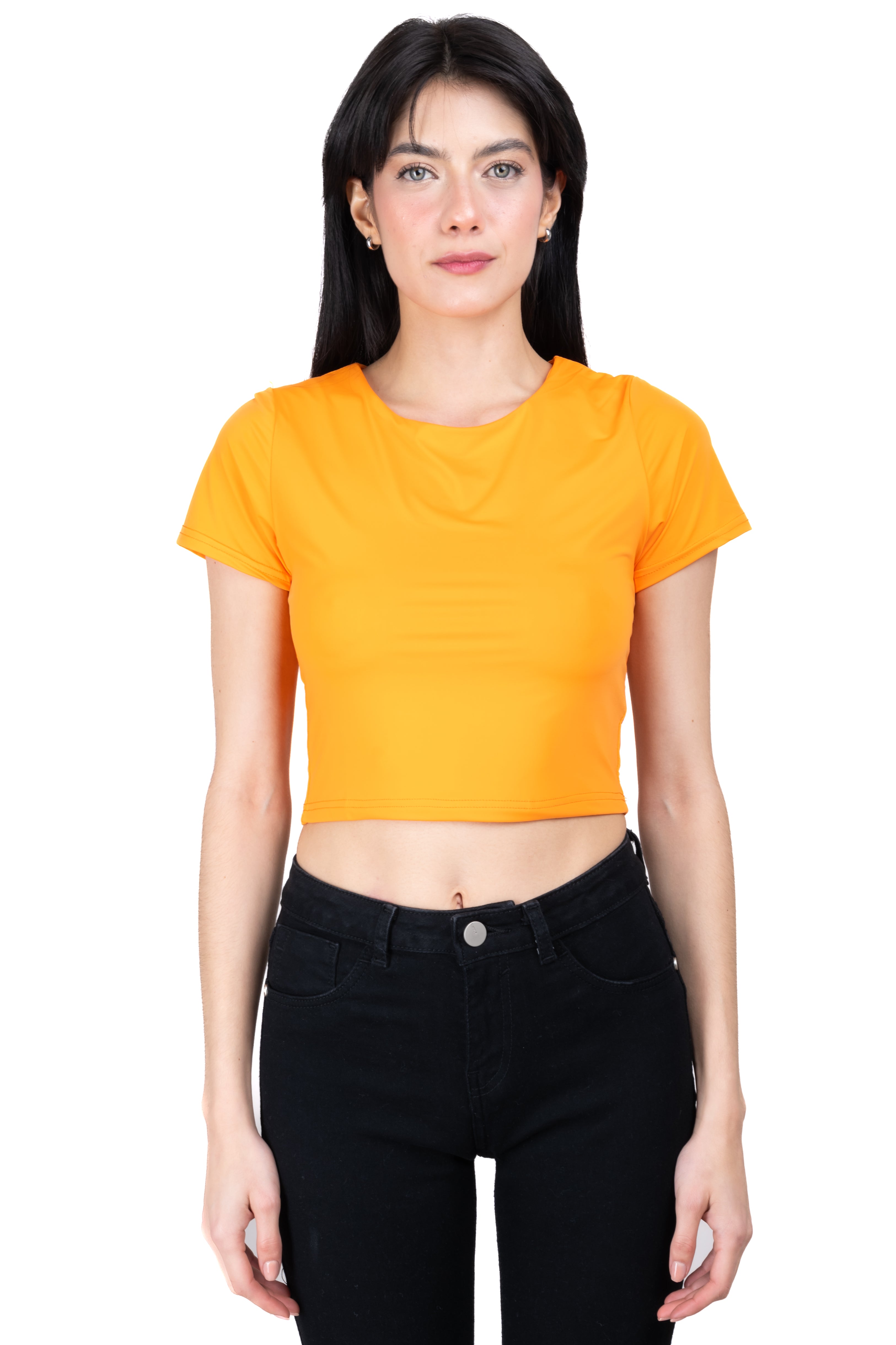 Playera cuello redondo manga corta NARANJA