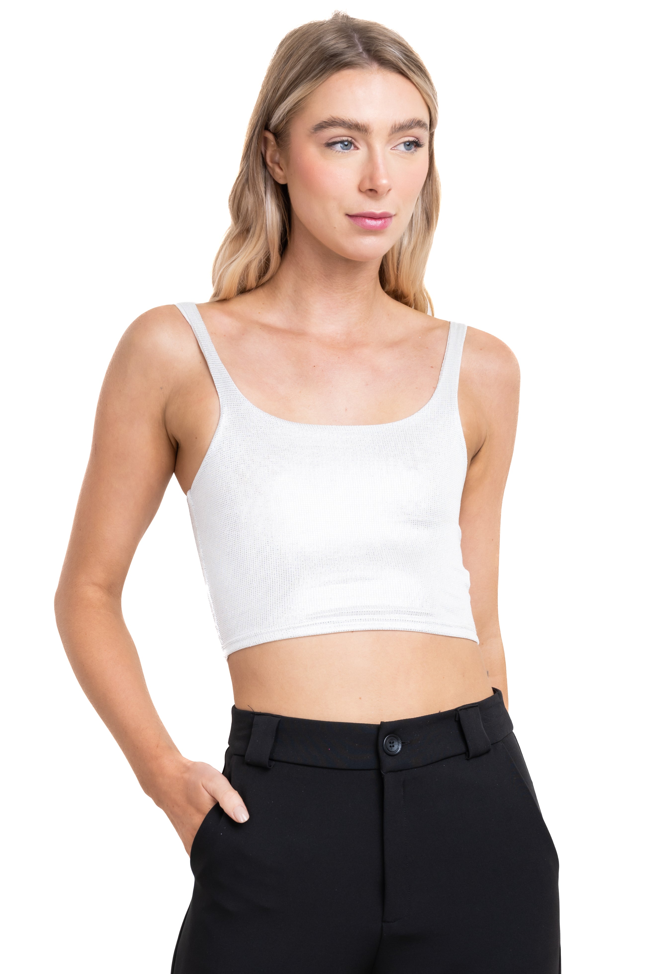 Crop top metalizado tirantes PLATA