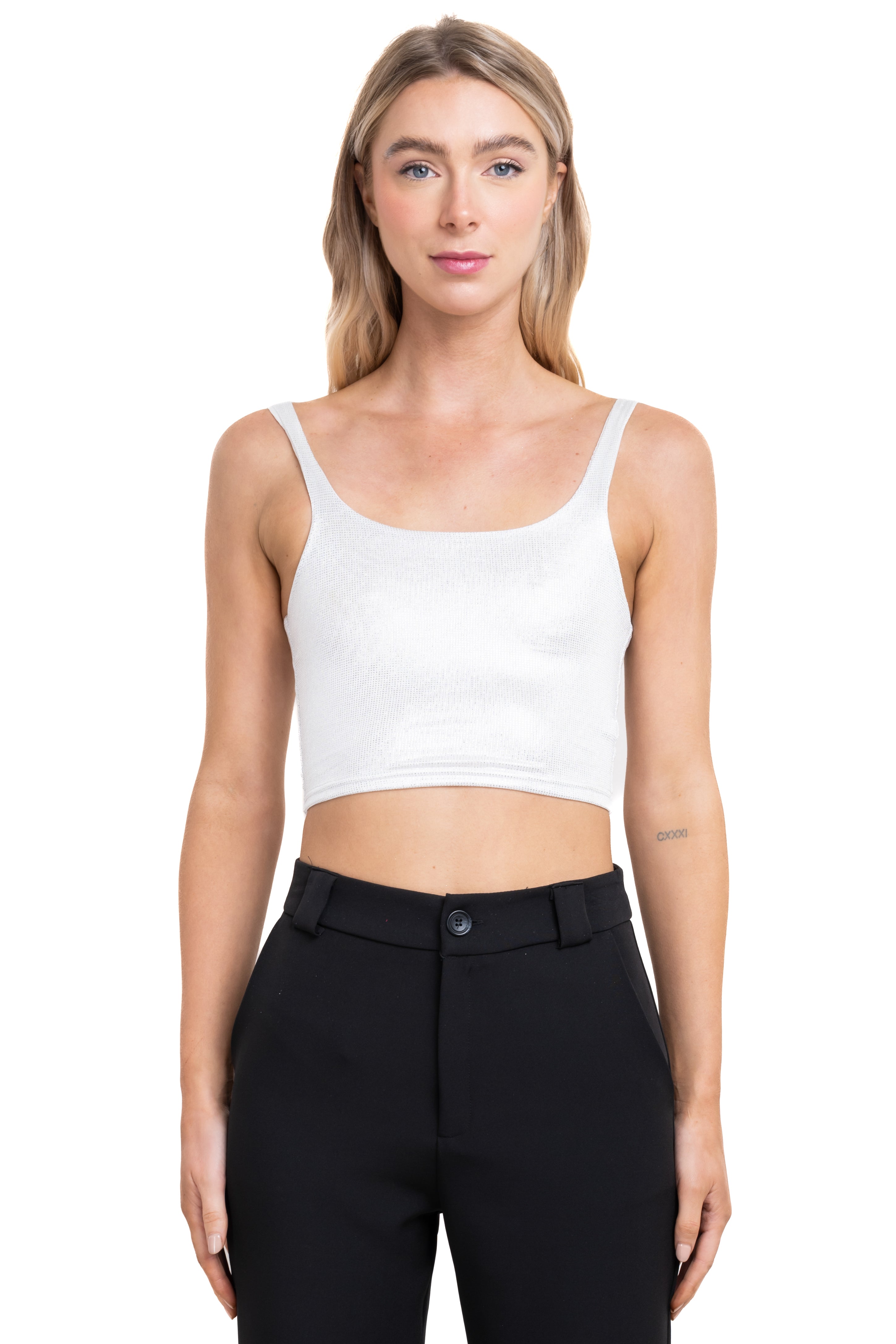 Crop top metalizado tirantes PLATA