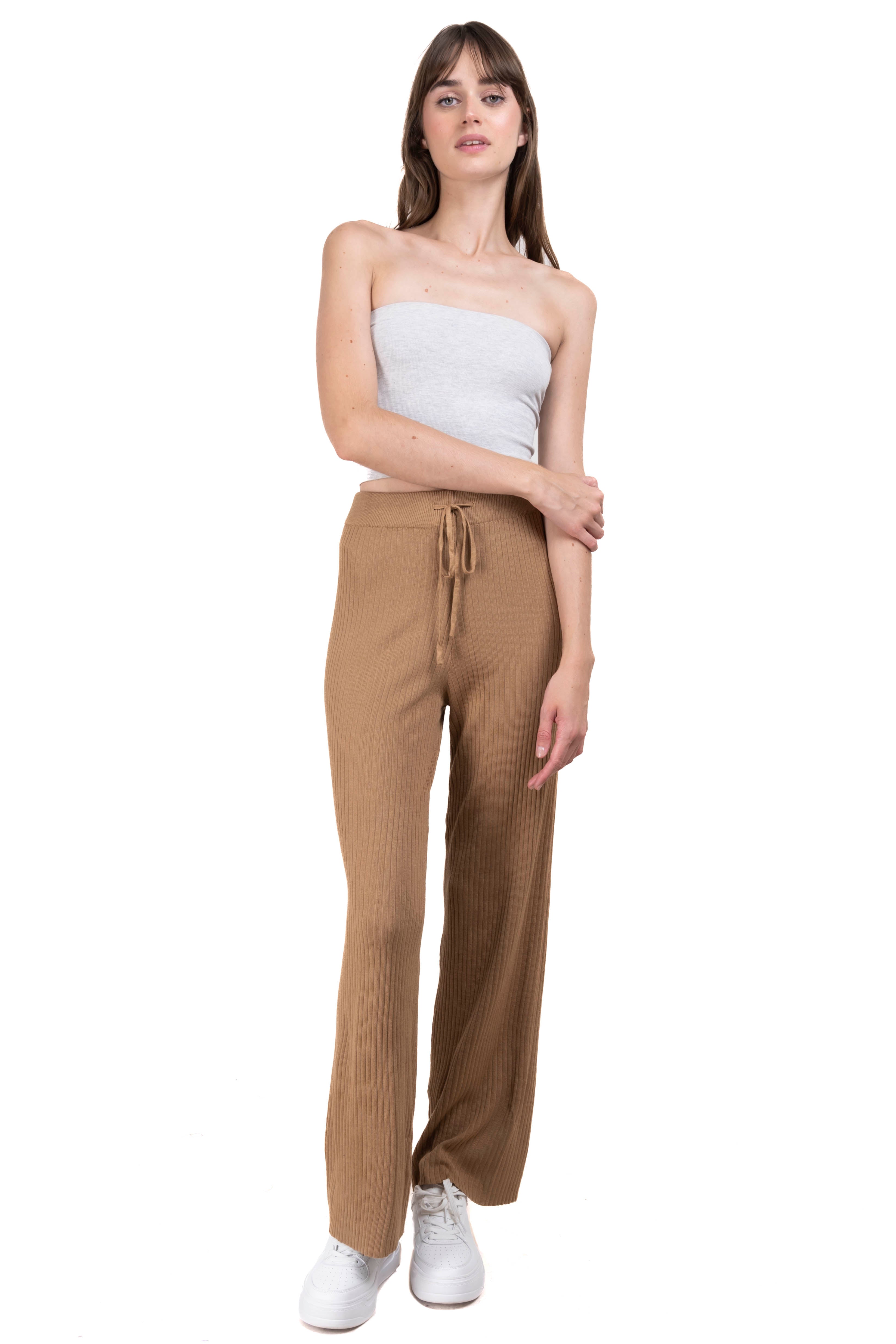 Pantalon tejido amplio CAFE