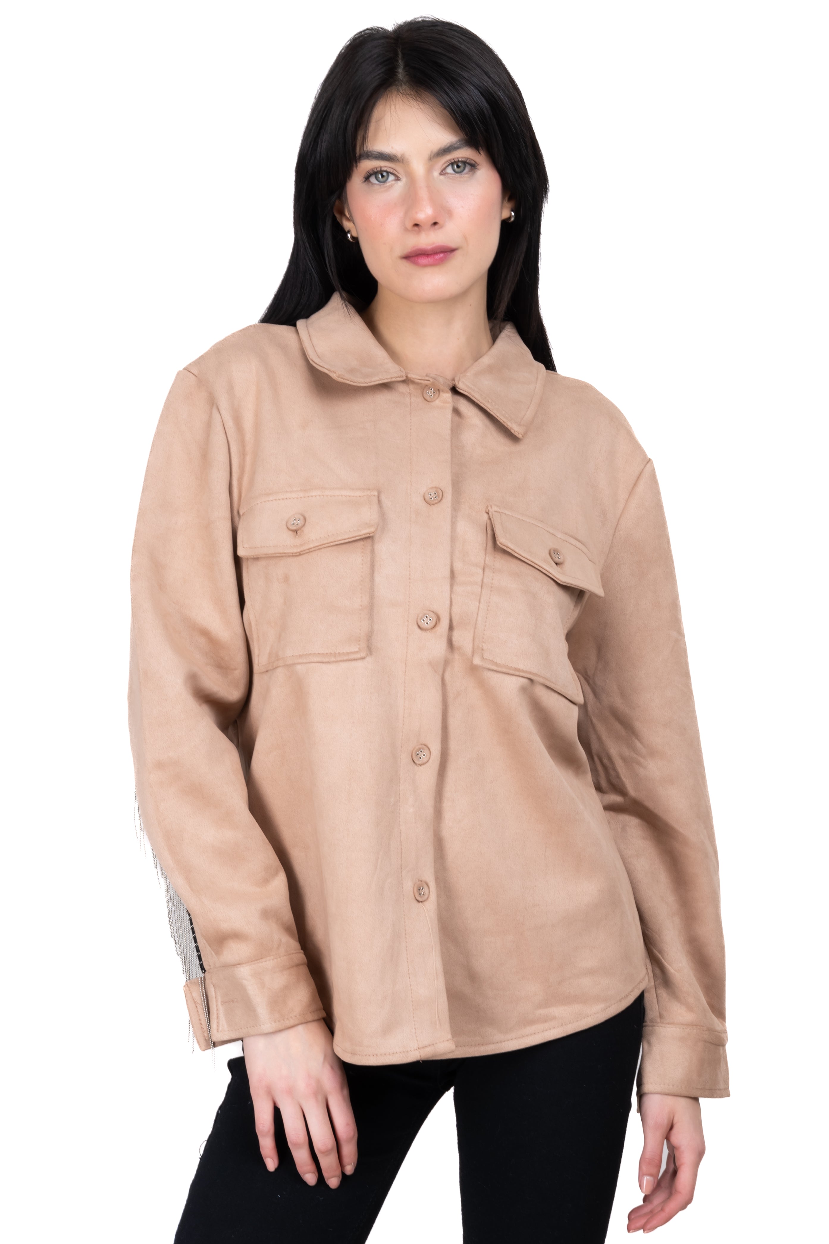 Sobrecamisa detalle brillos BEIGE