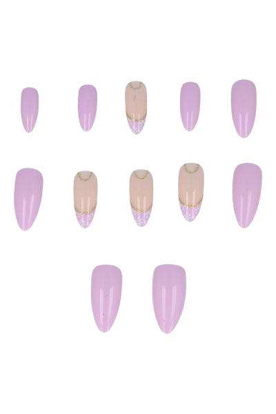 Set 12 Uñas French LILA