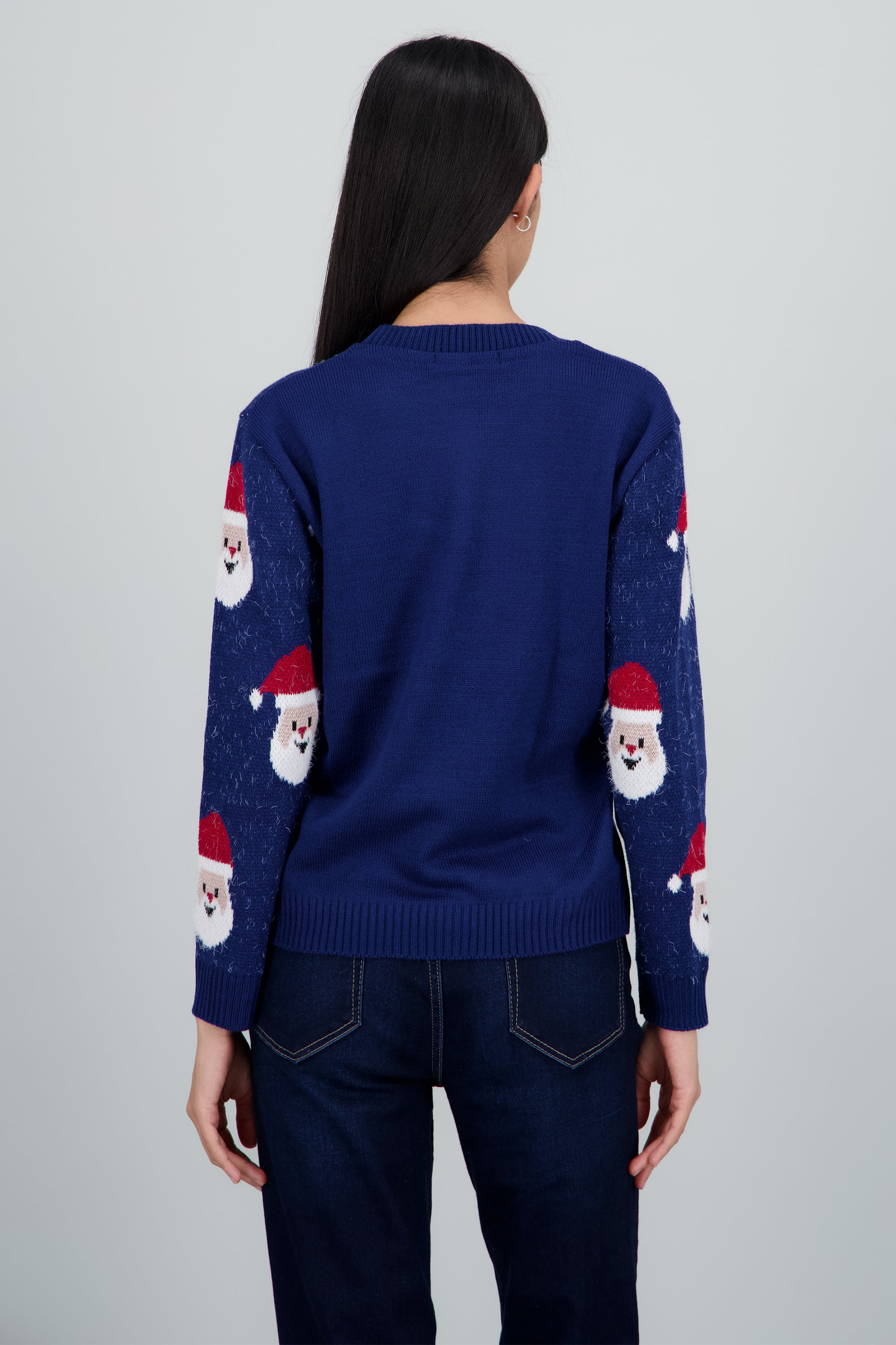 Suéter navideño diseño Santa Claus AZUL PATO