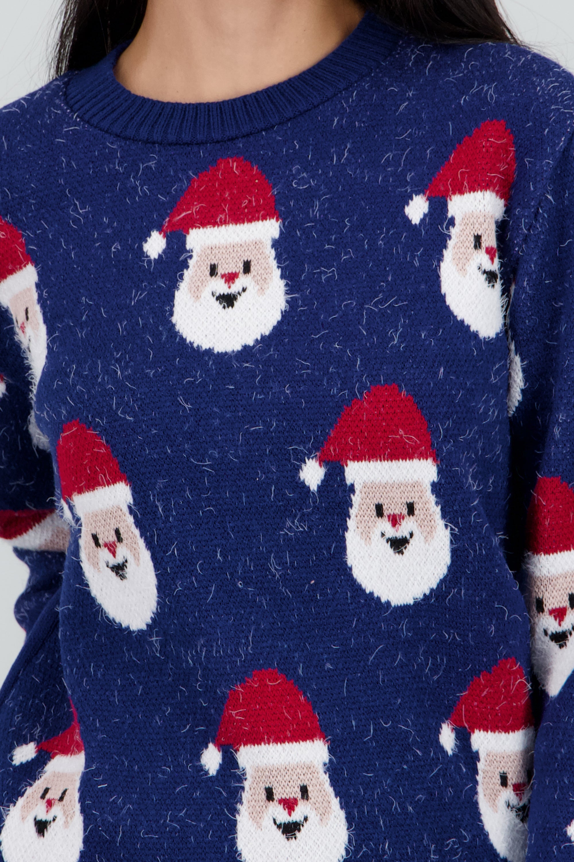 Suéter navideño diseño Santa Claus AZUL PATO