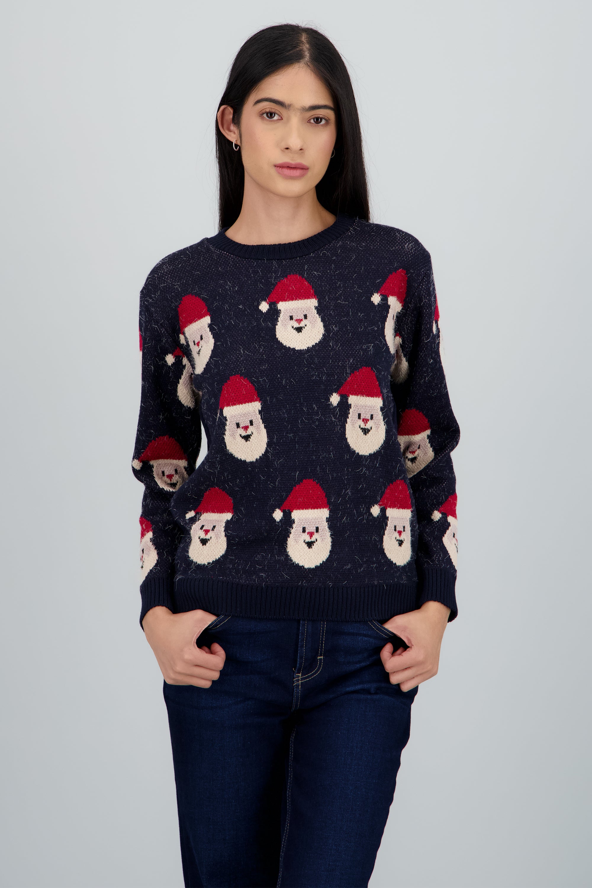 Suéter navideño diseño Santa Claus MARINO COMBO