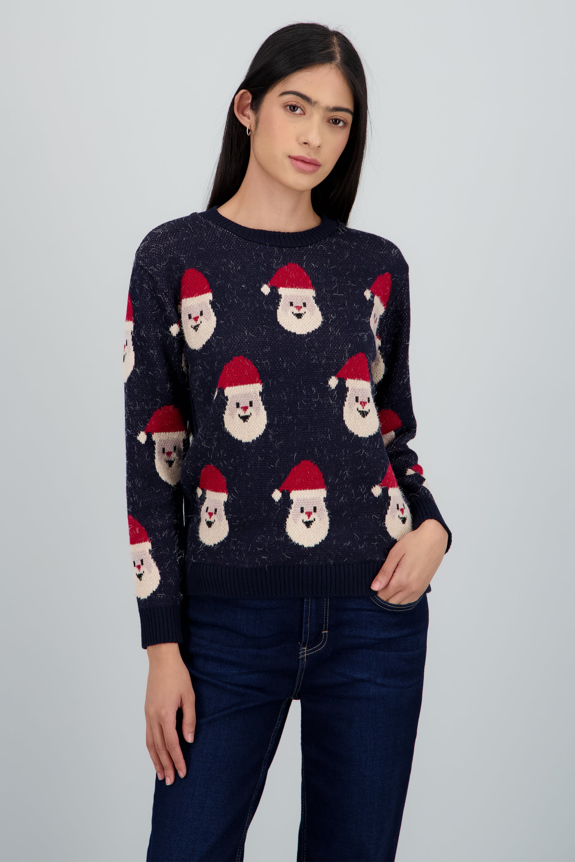 Suéter navideño diseño Santa Claus MARINO COMBO