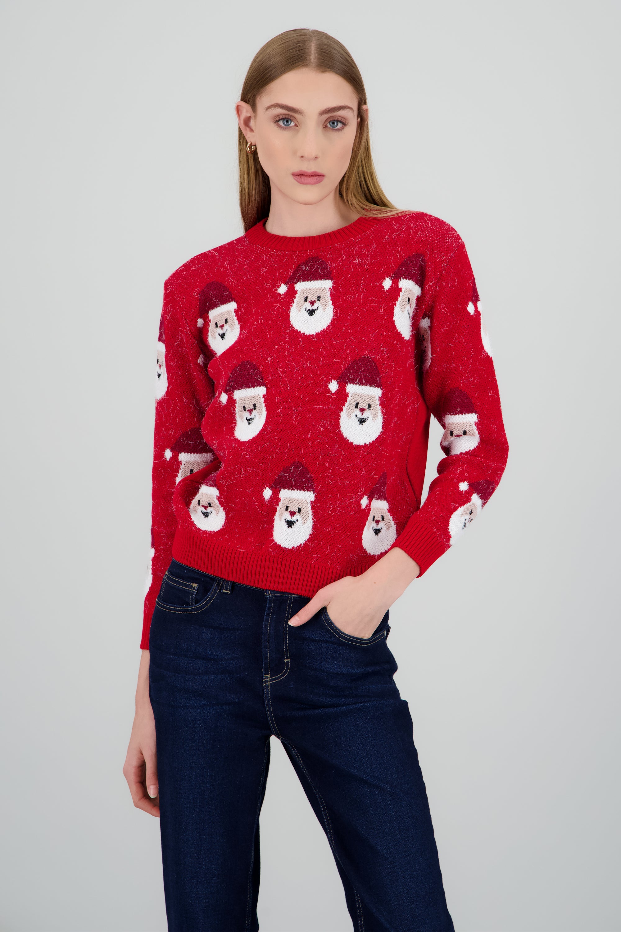 Suéter navideño diseño Santa Claus ROJO COMBO