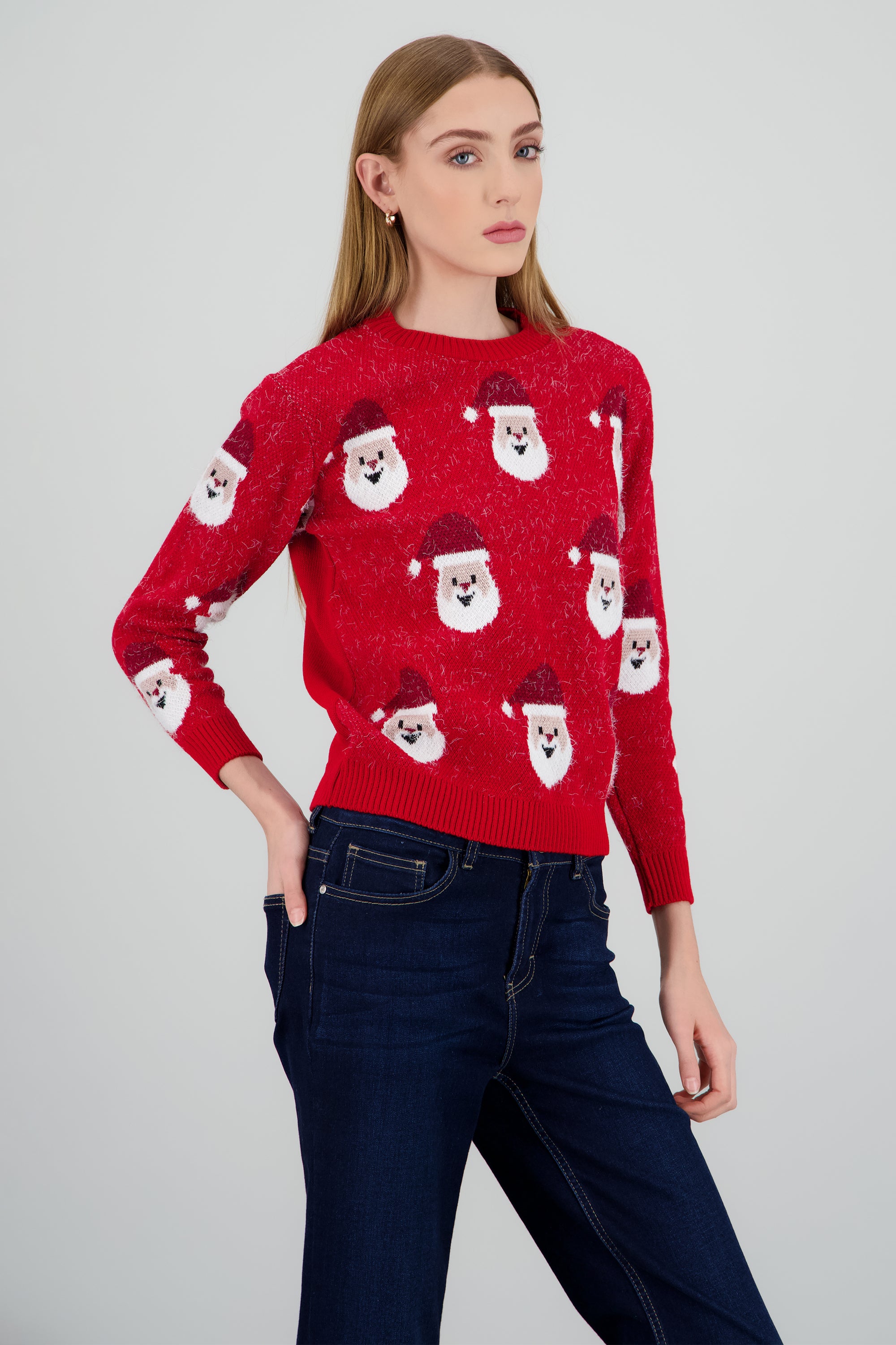 Suéter navideño diseño Santa Claus ROJO COMBO