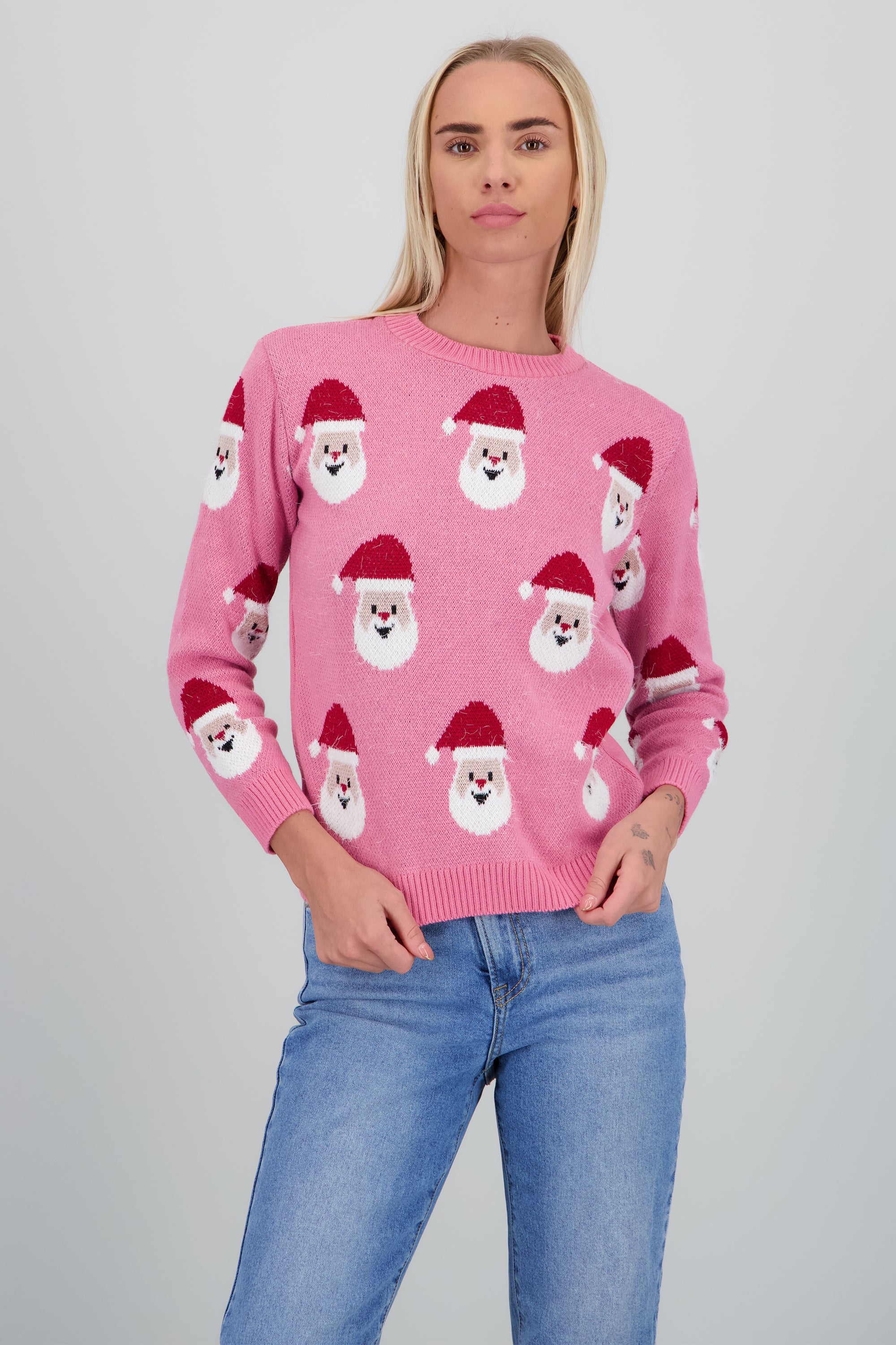 Suéter navideño diseño Santa Claus ROSA COMBO