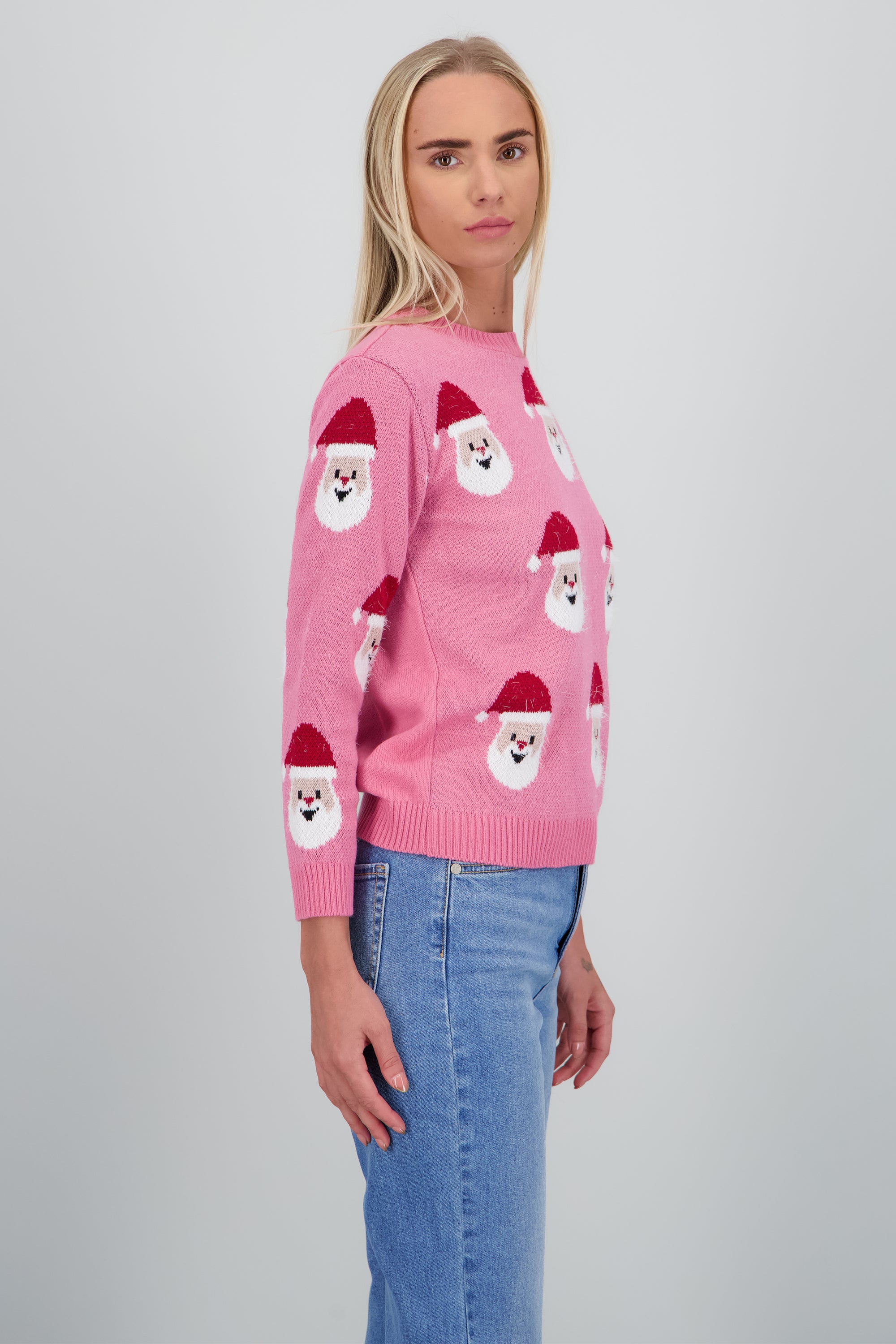 Suéter navideño diseño Santa Claus ROSA COMBO