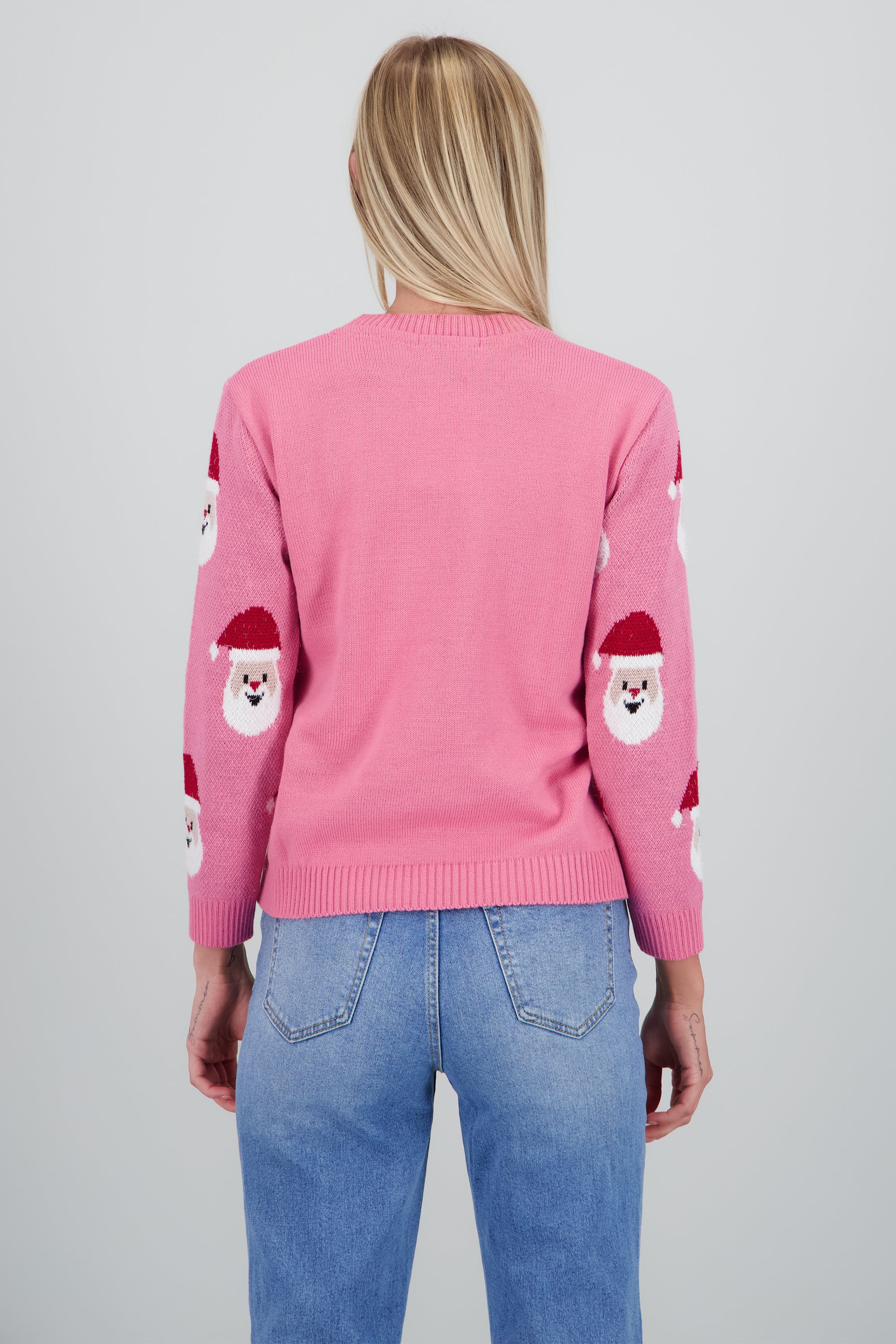 Suéter navideño diseño Santa Claus ROSA COMBO