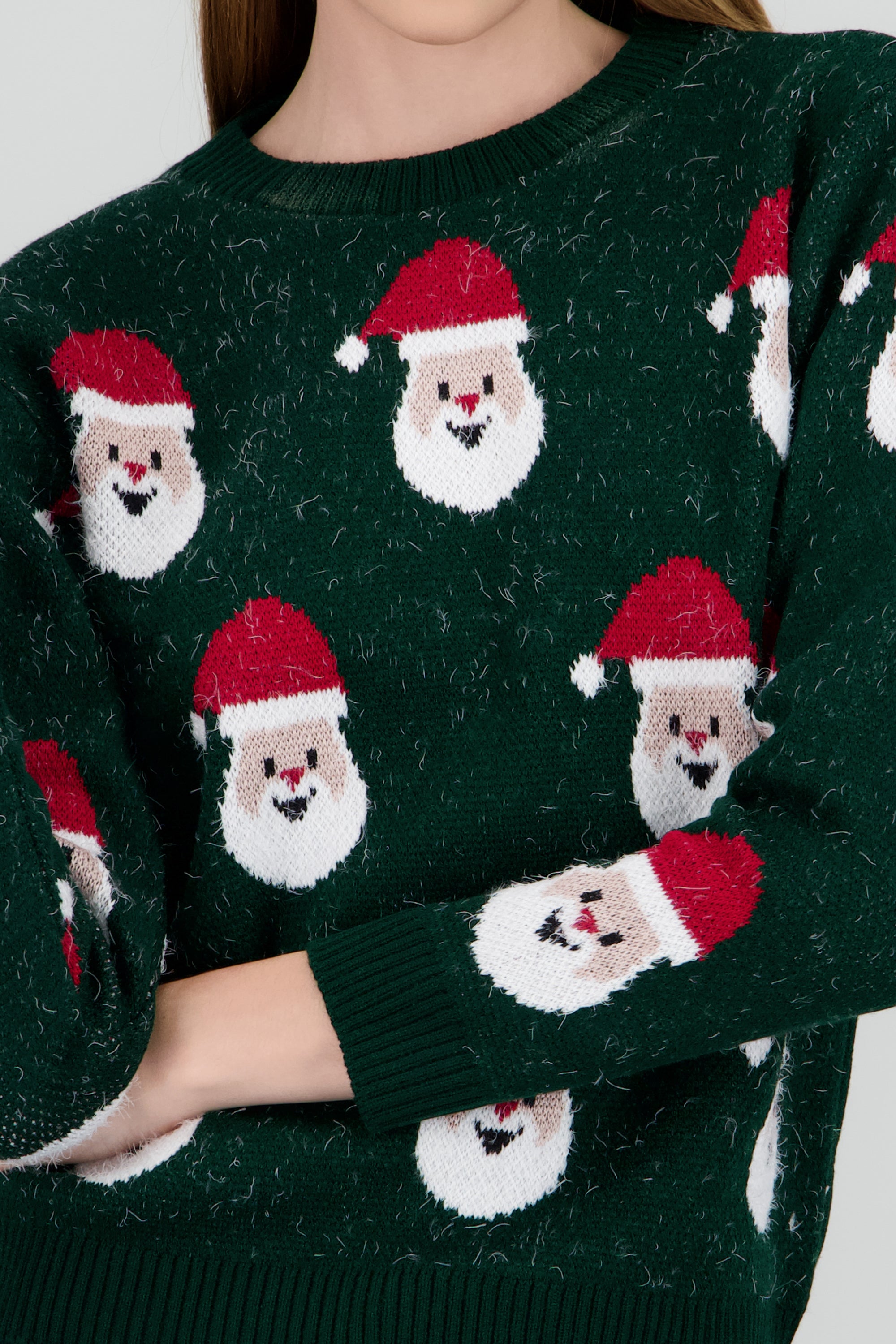 Suéter navideño diseño Santa Claus VERDE COMBO