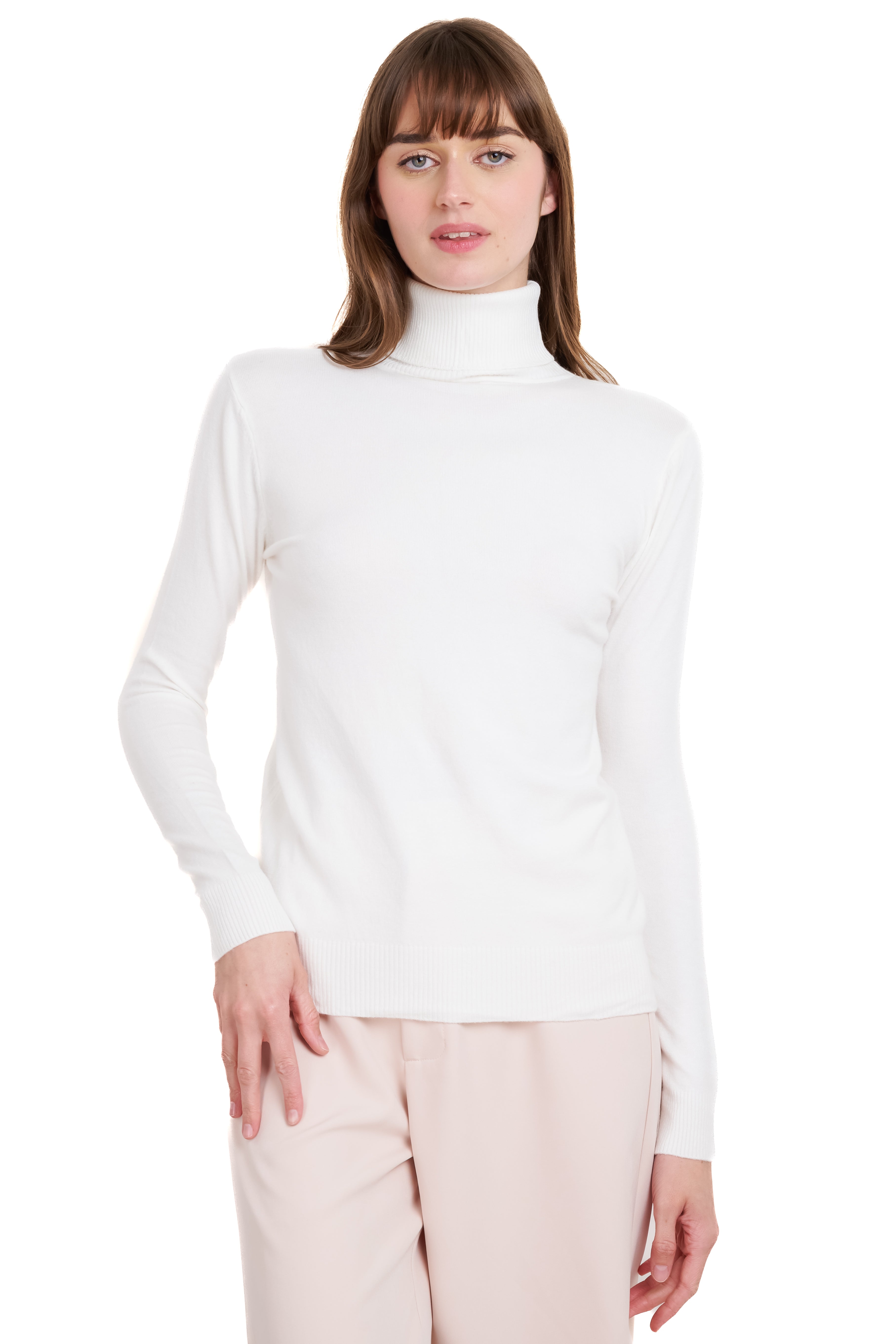 Top manga larga cuello alto BLANCO