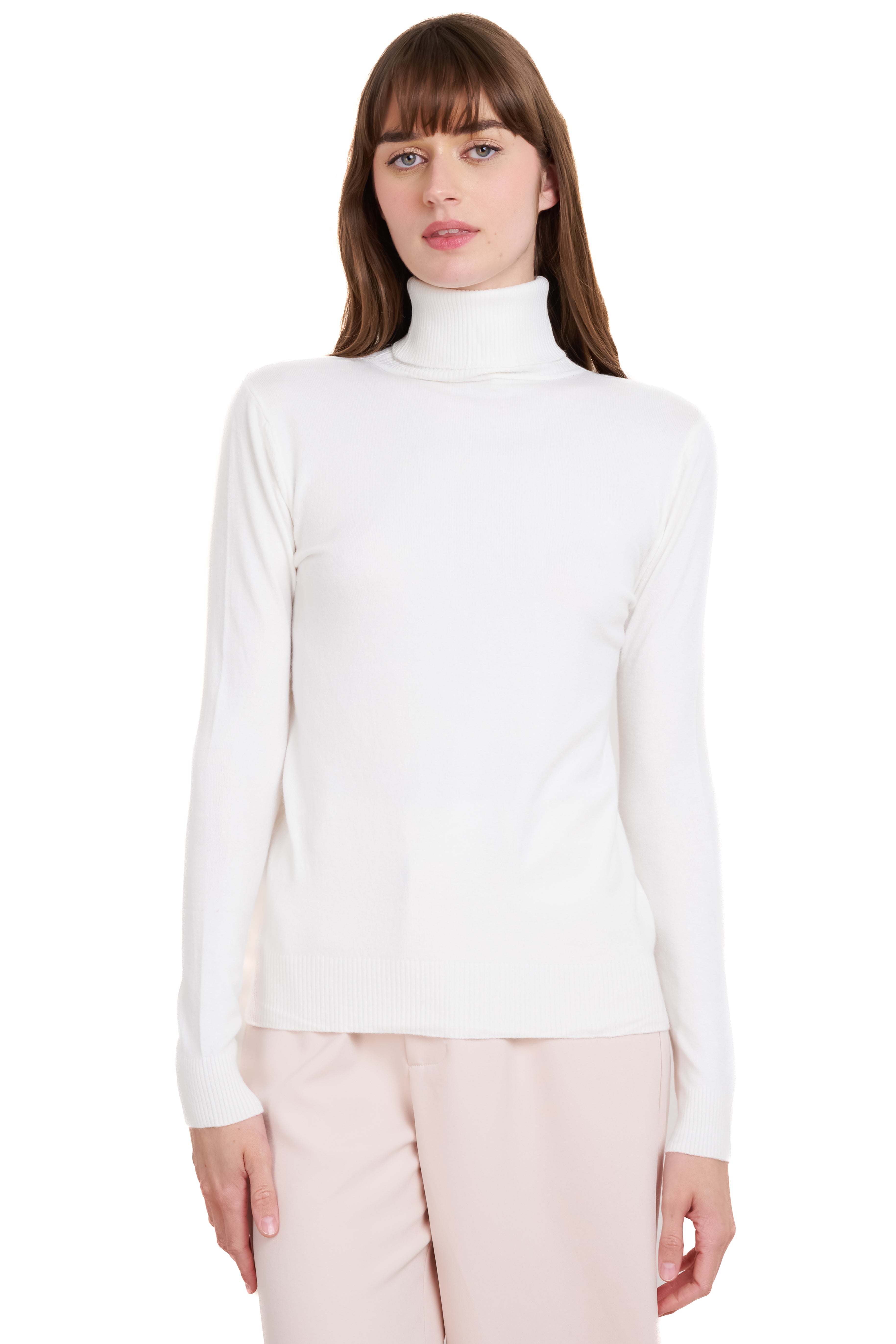 Top manga larga cuello alto BLANCO
