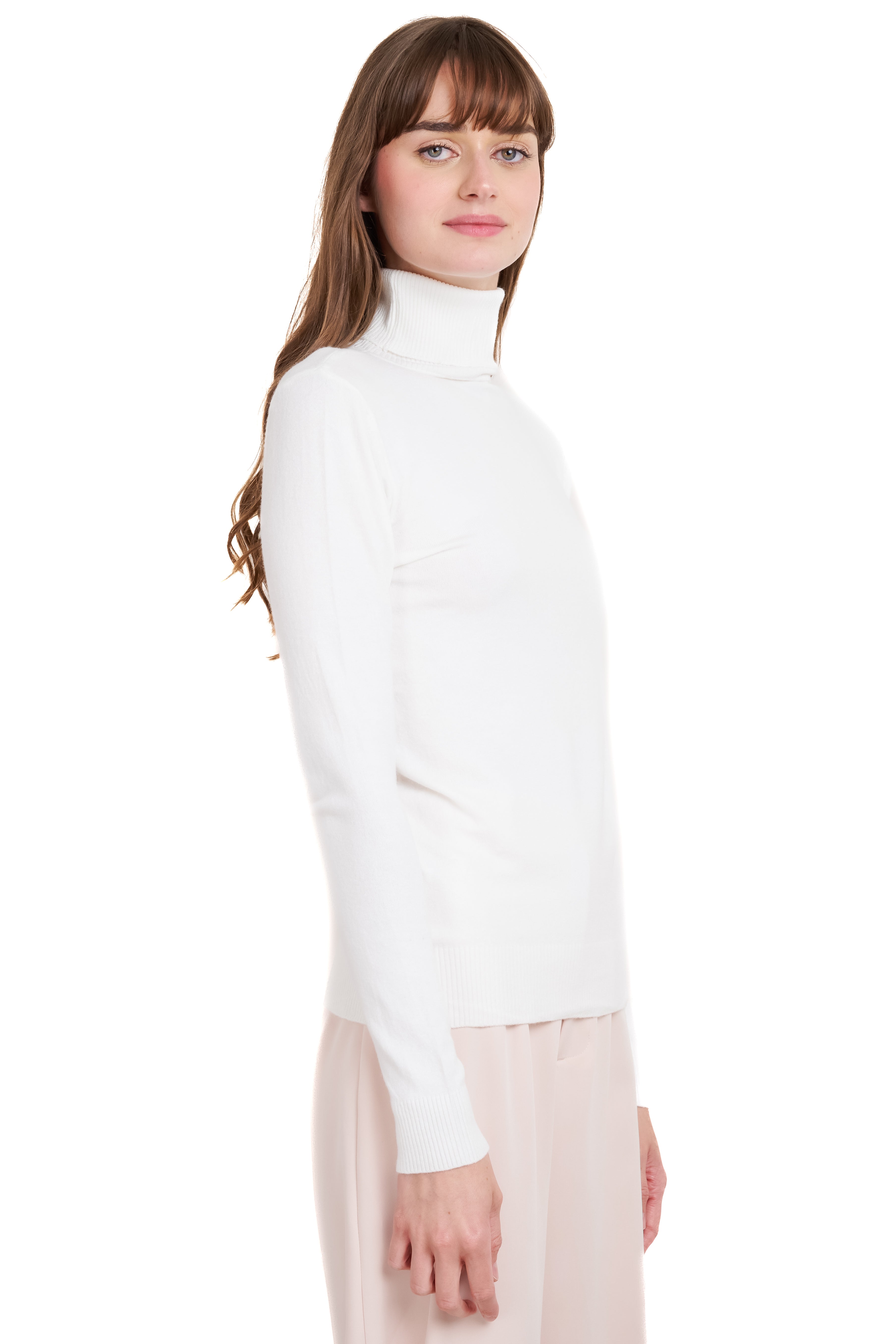 Top manga larga cuello alto BLANCO