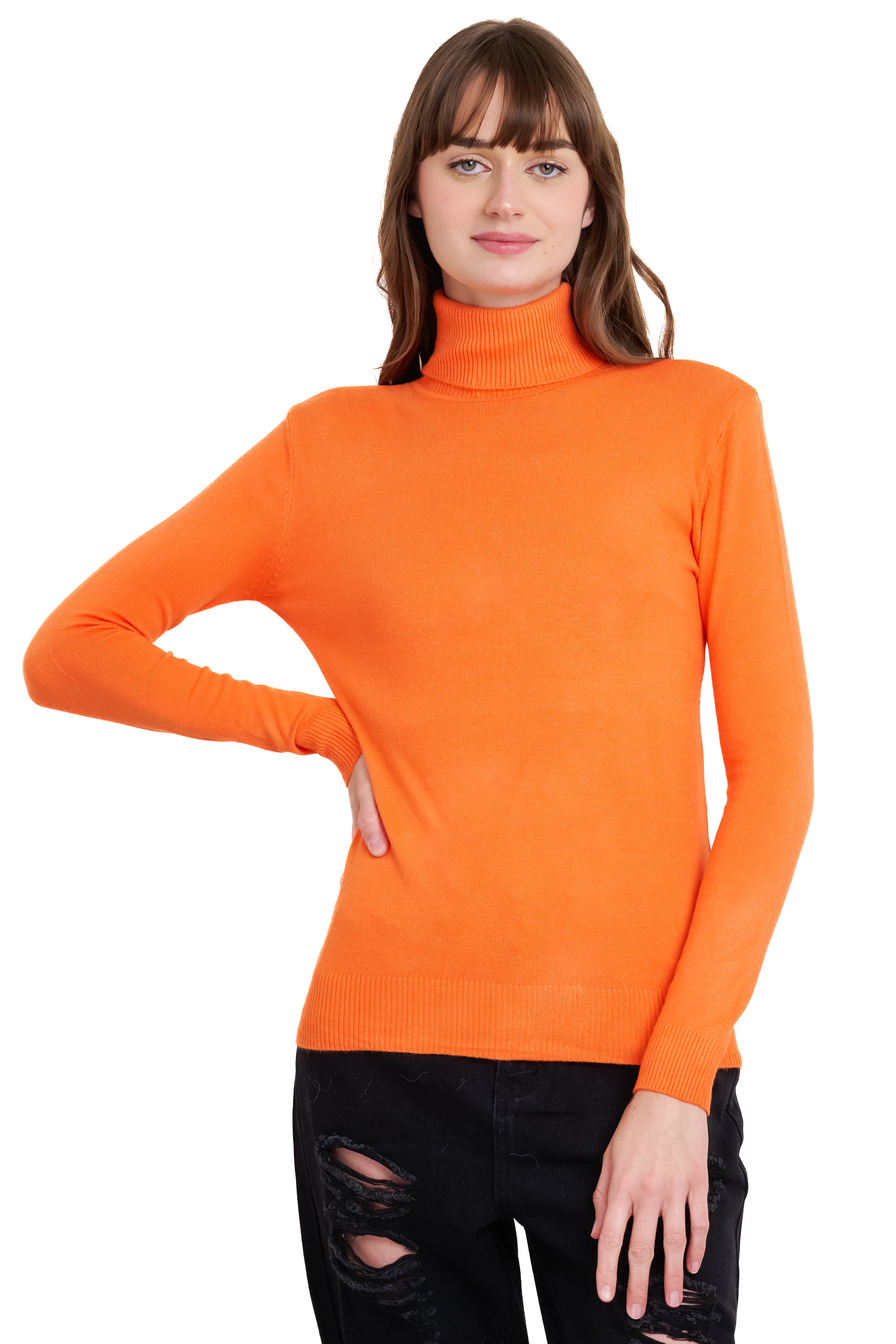 Top manga larga cuello alto NARANJA
