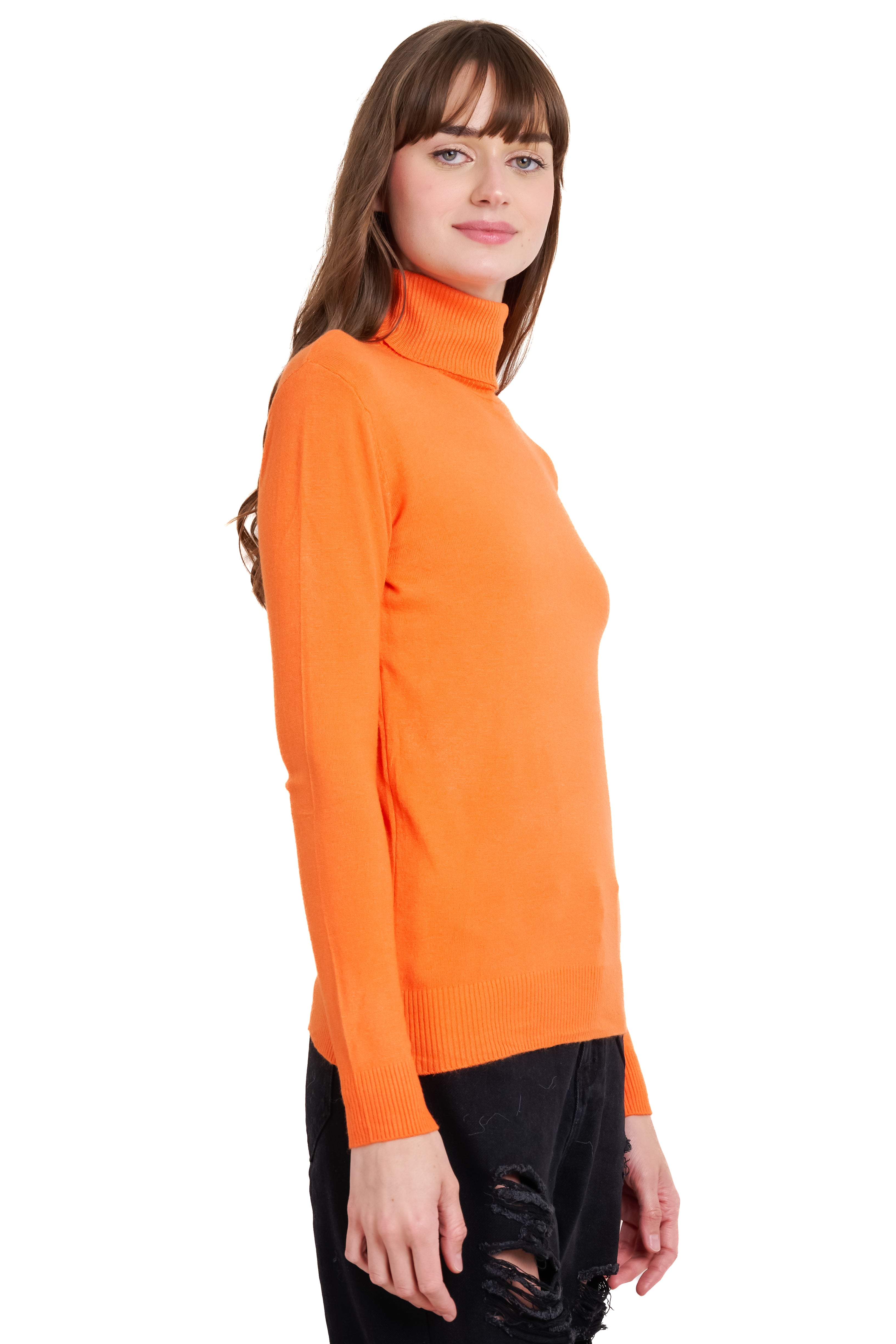 Top manga larga cuello alto NARANJA