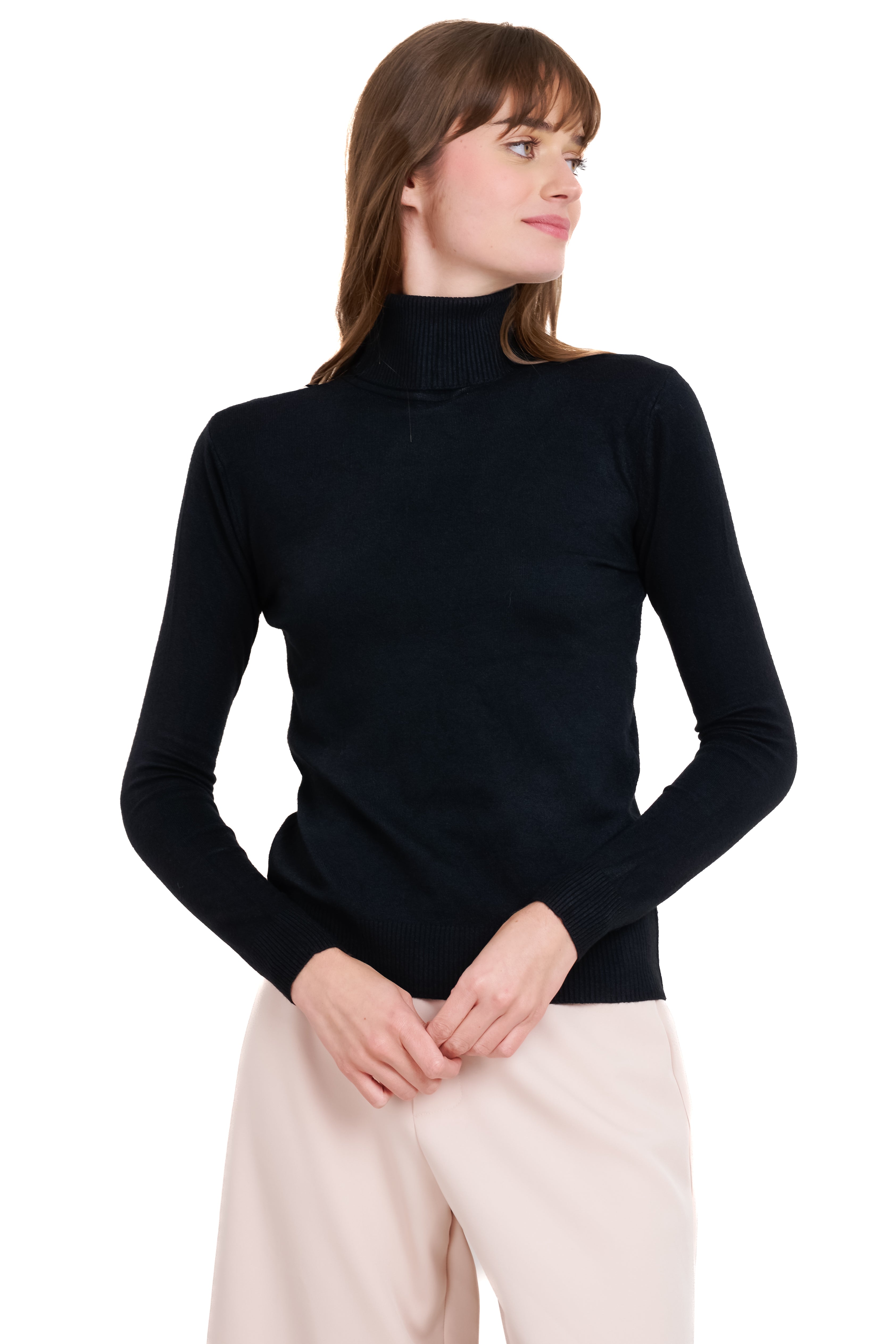Top manga larga cuello alto NEGRO