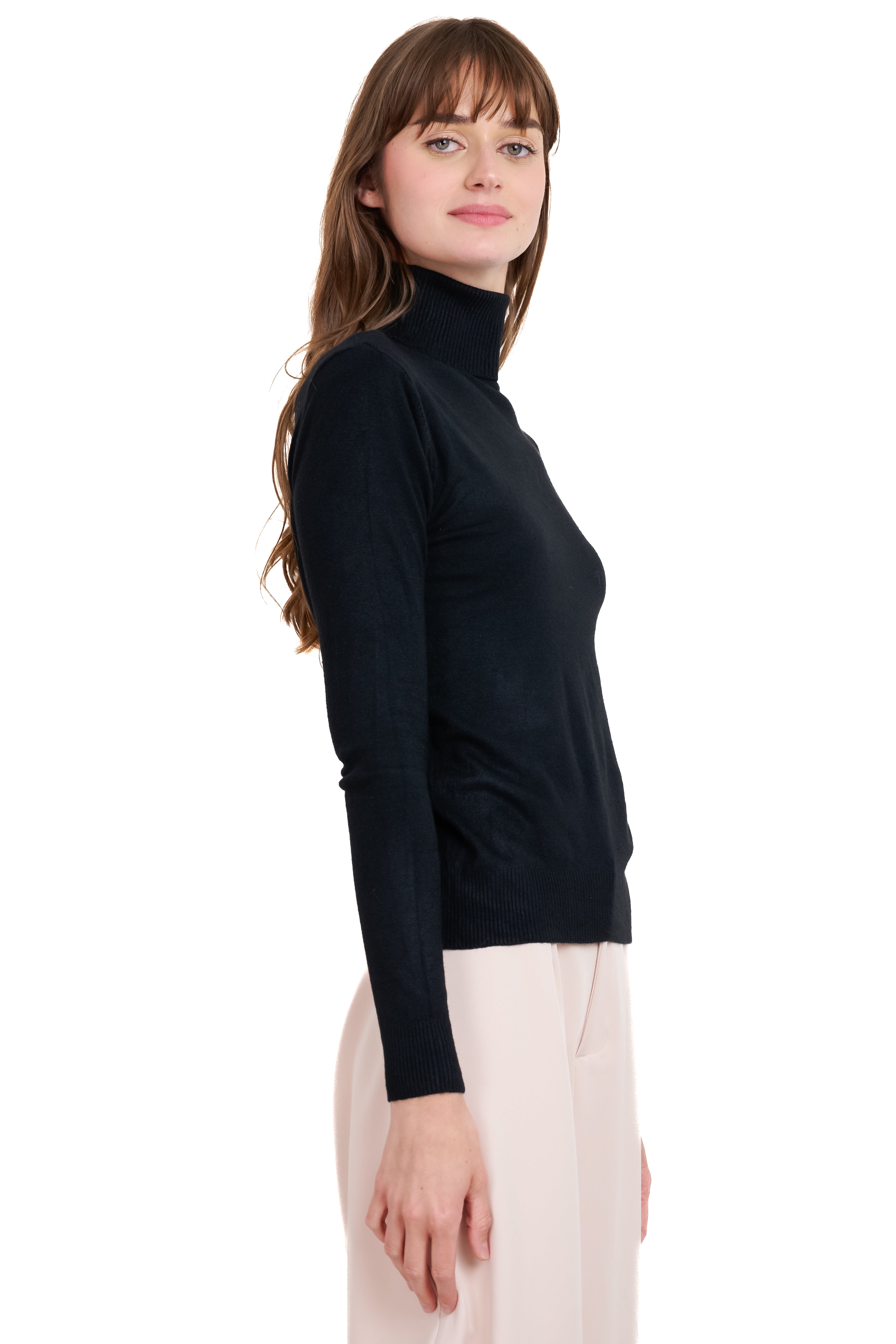 Top manga larga cuello alto NEGRO