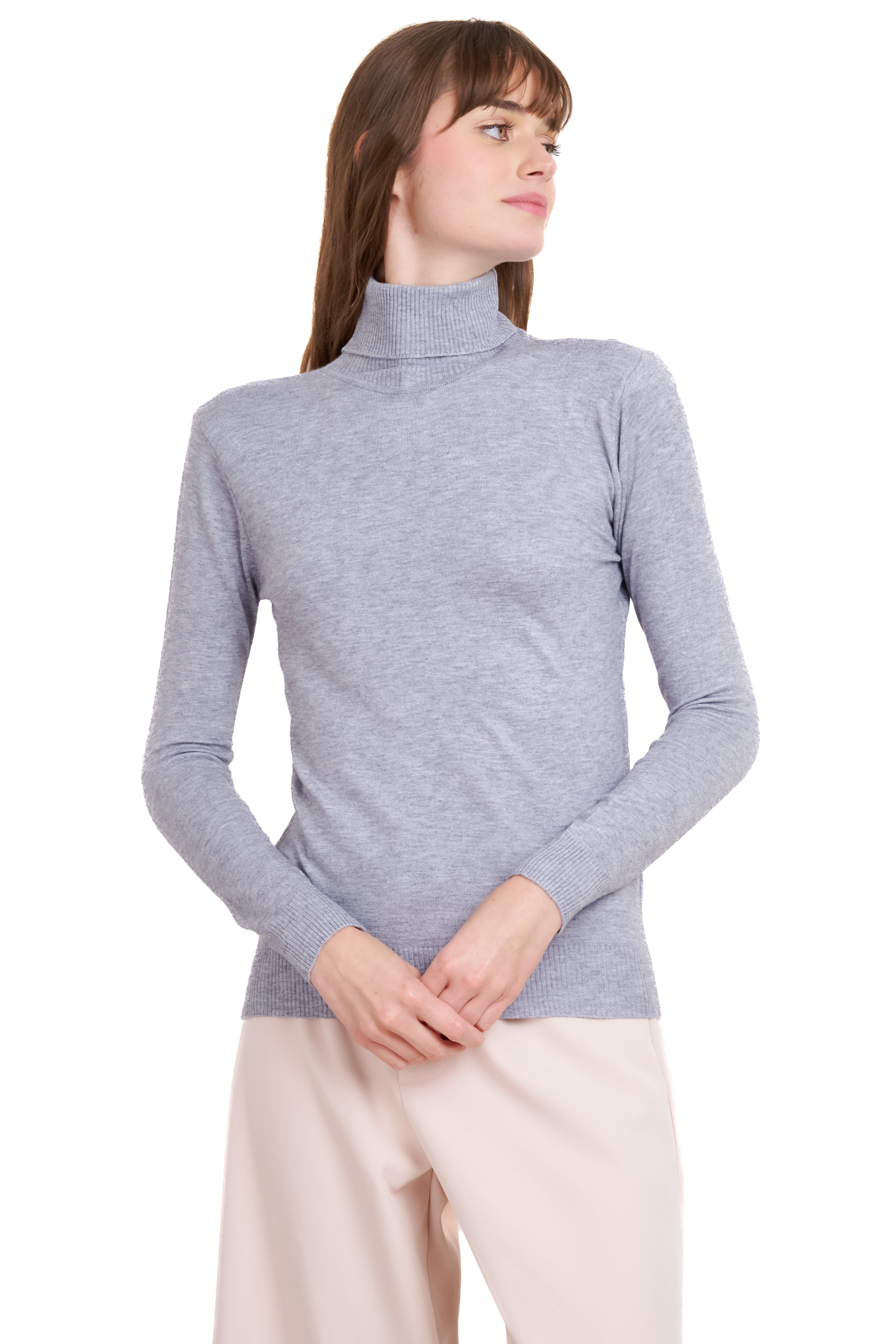 Top manga larga cuello alto GRIS