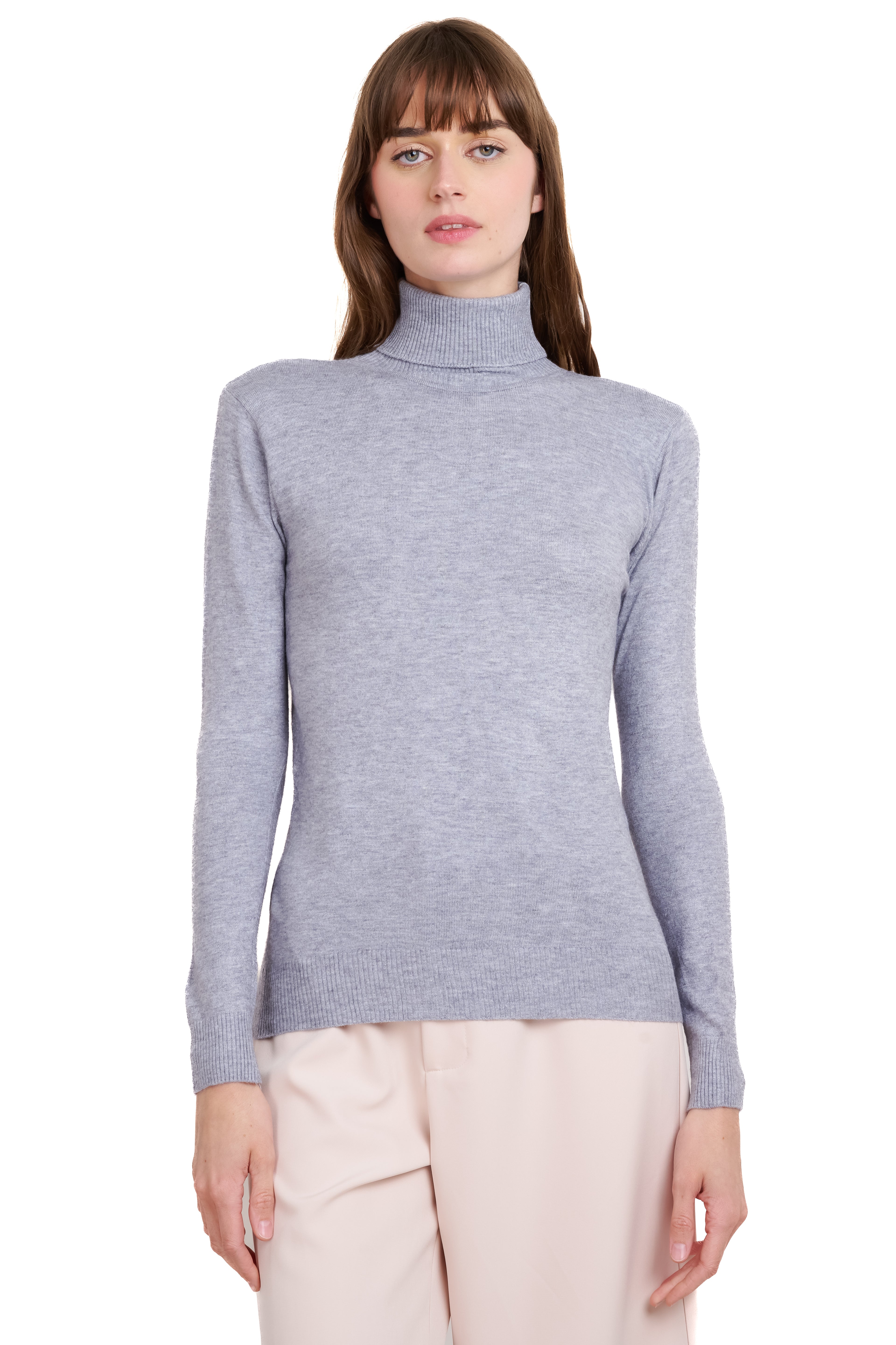 Top manga larga cuello alto GRIS