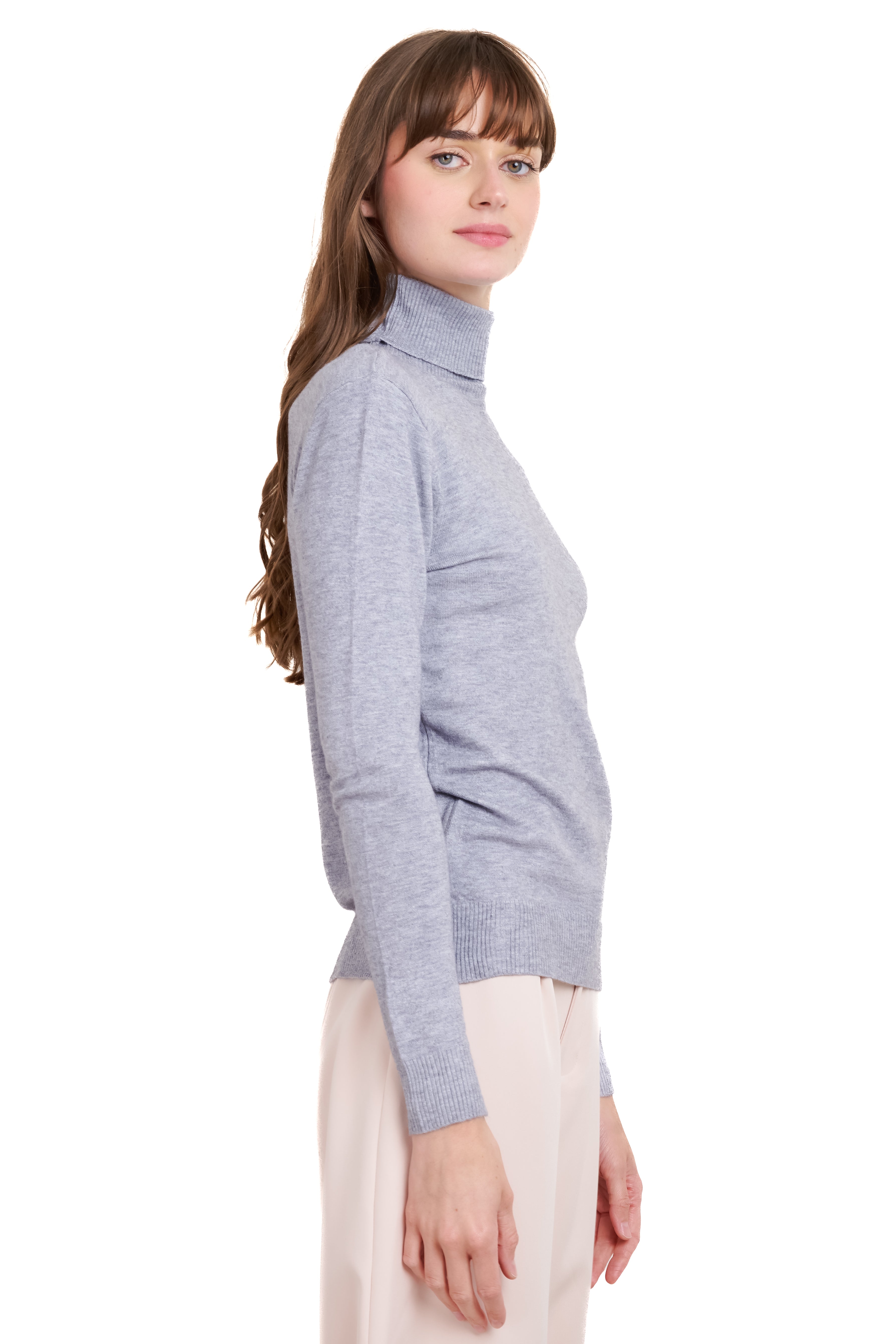 Top manga larga cuello alto GRIS