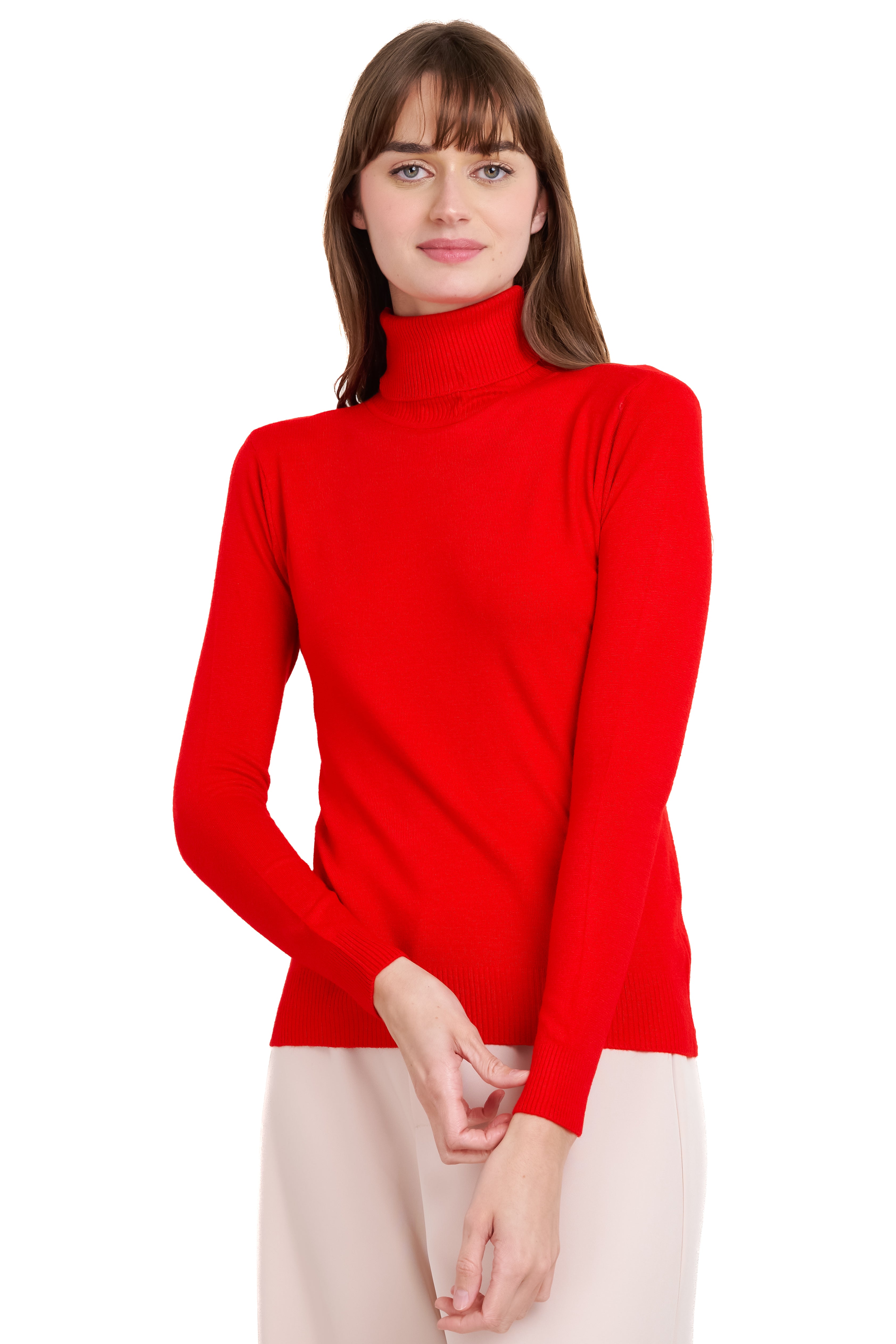 Top manga larga cuello alto ROJO