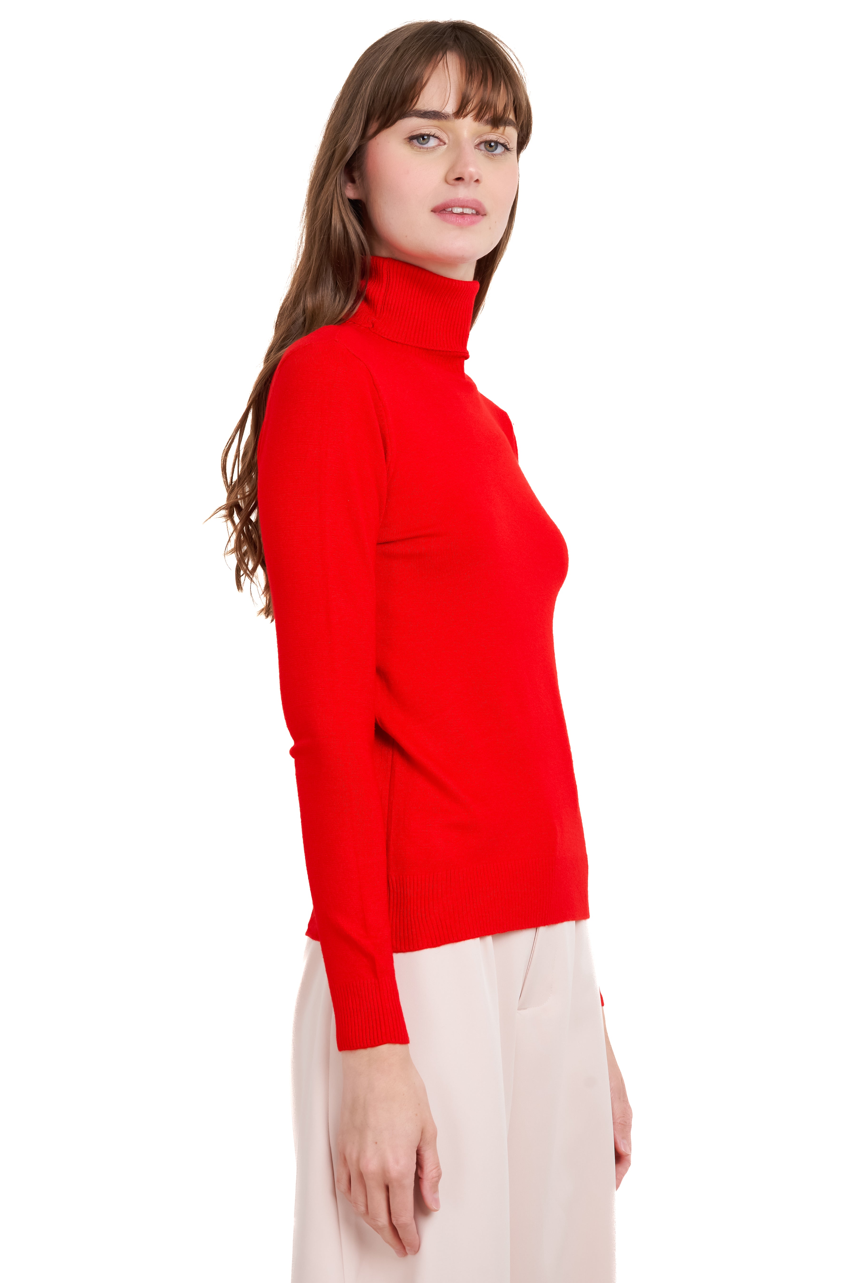 Top manga larga cuello alto ROJO