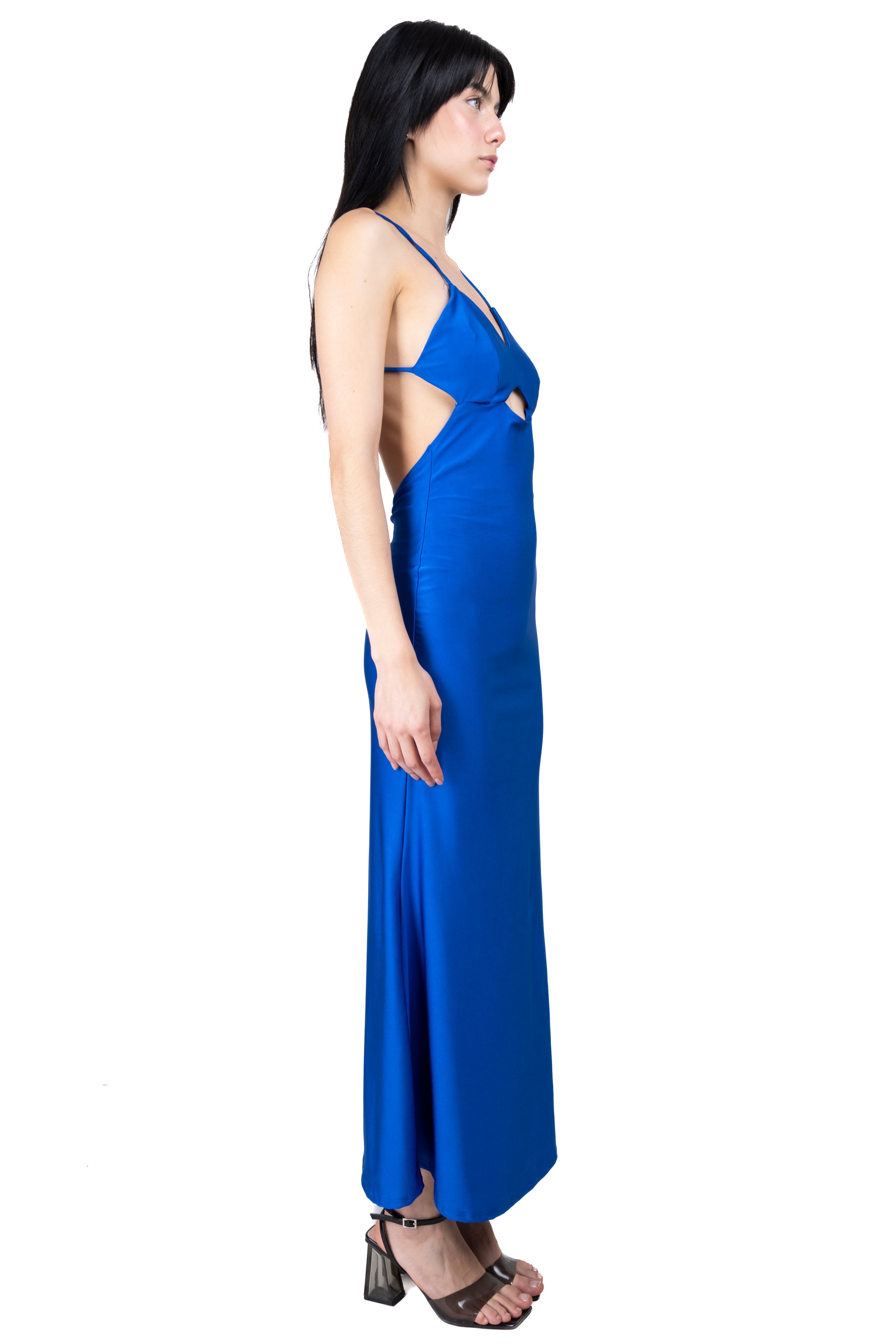 Vestido maxi detalle escote AZUL