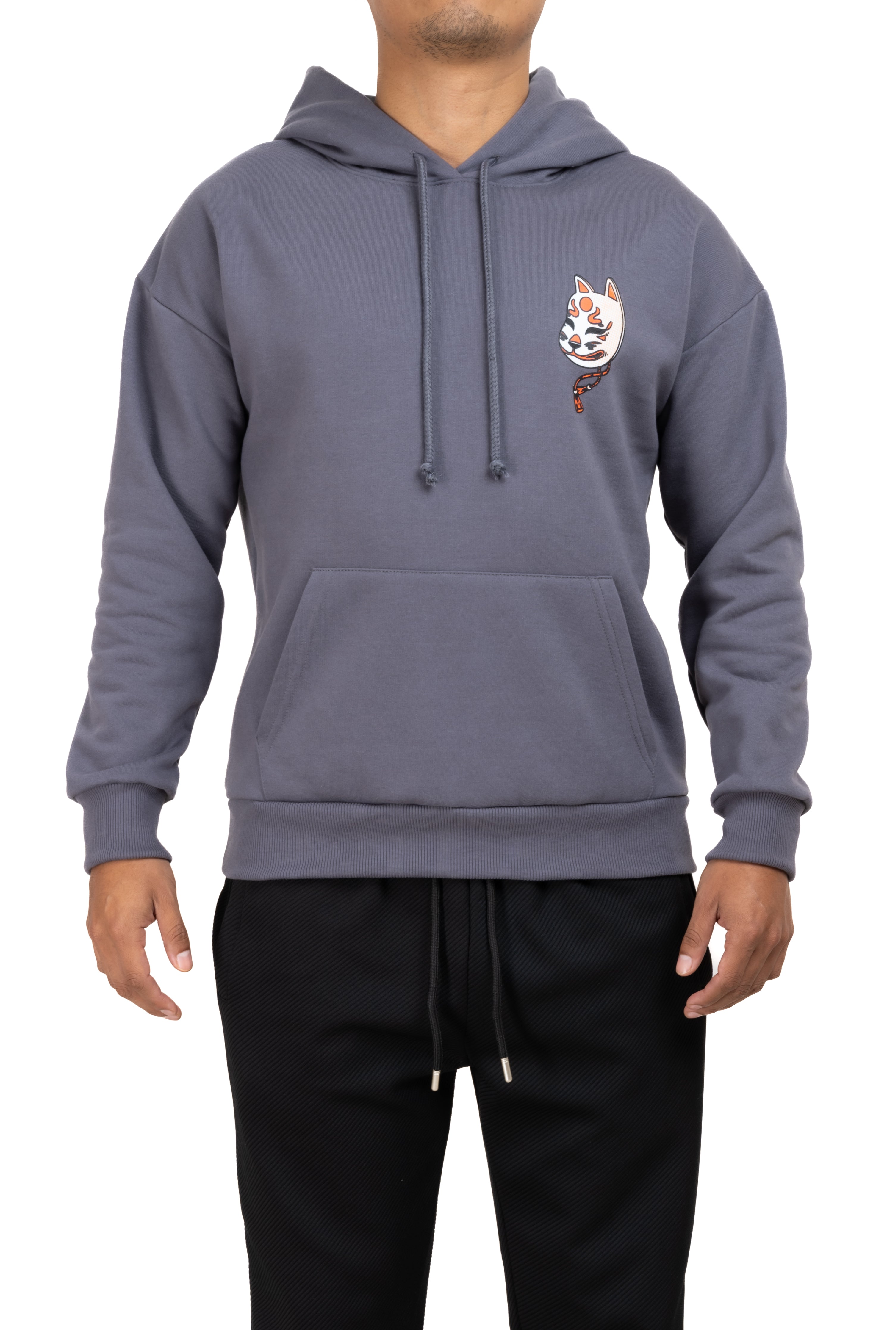 Sudadera oversized kitsune GRIS OBSCURO