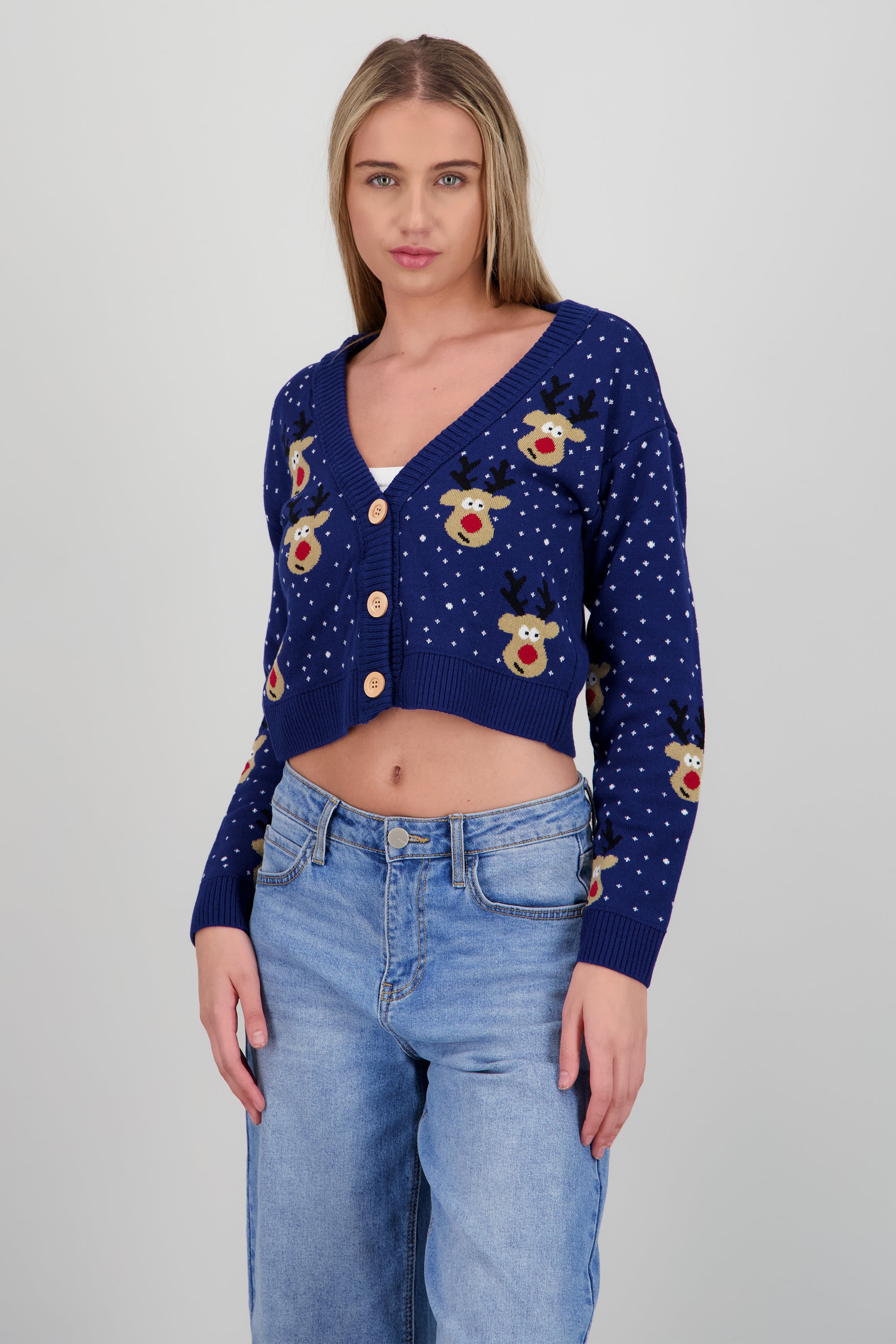 Cardigan renos detalle botones MARINO COMBO