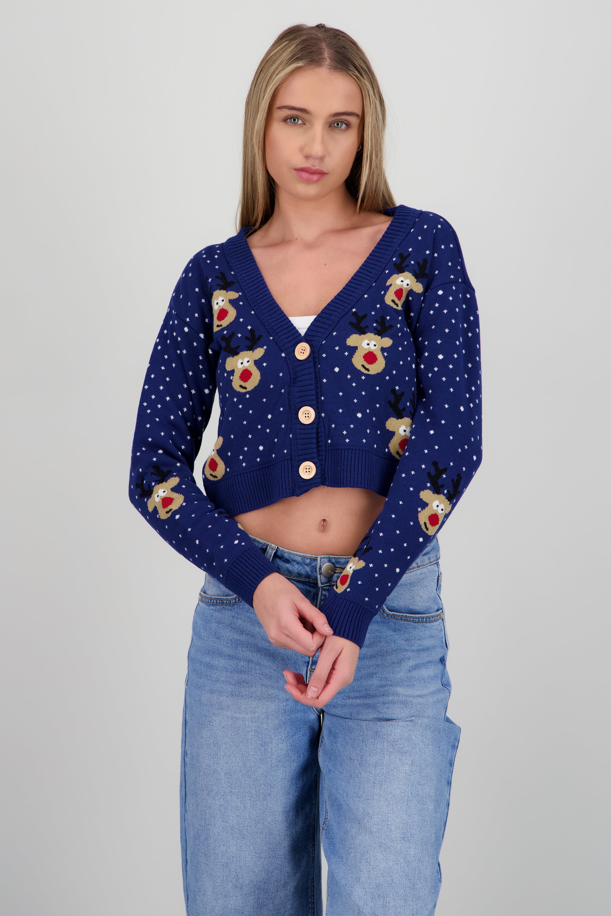 Cardigan renos detalle botones MARINO COMBO