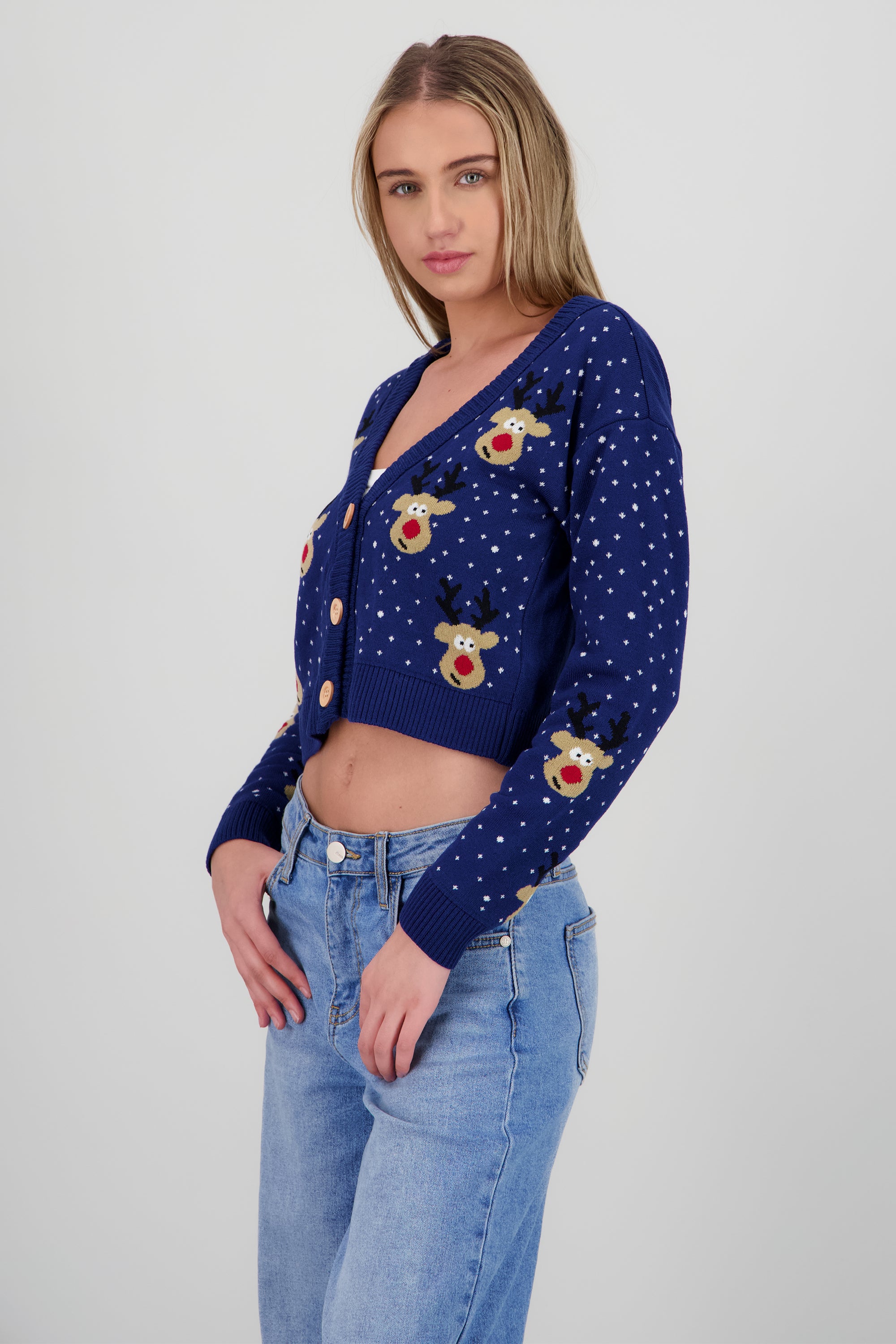 Cardigan renos detalle botones MARINO COMBO