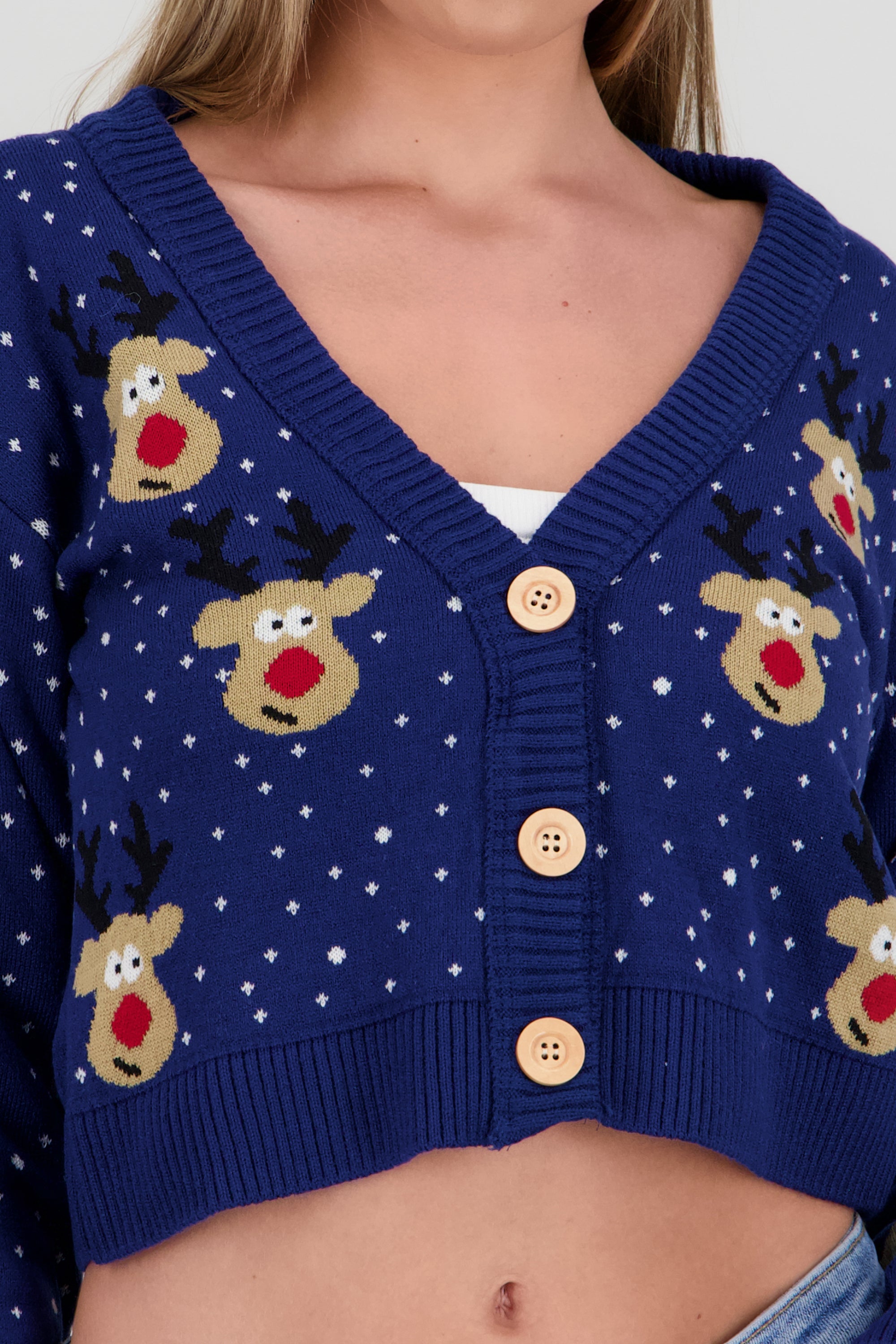 Cardigan renos detalle botones MARINO COMBO