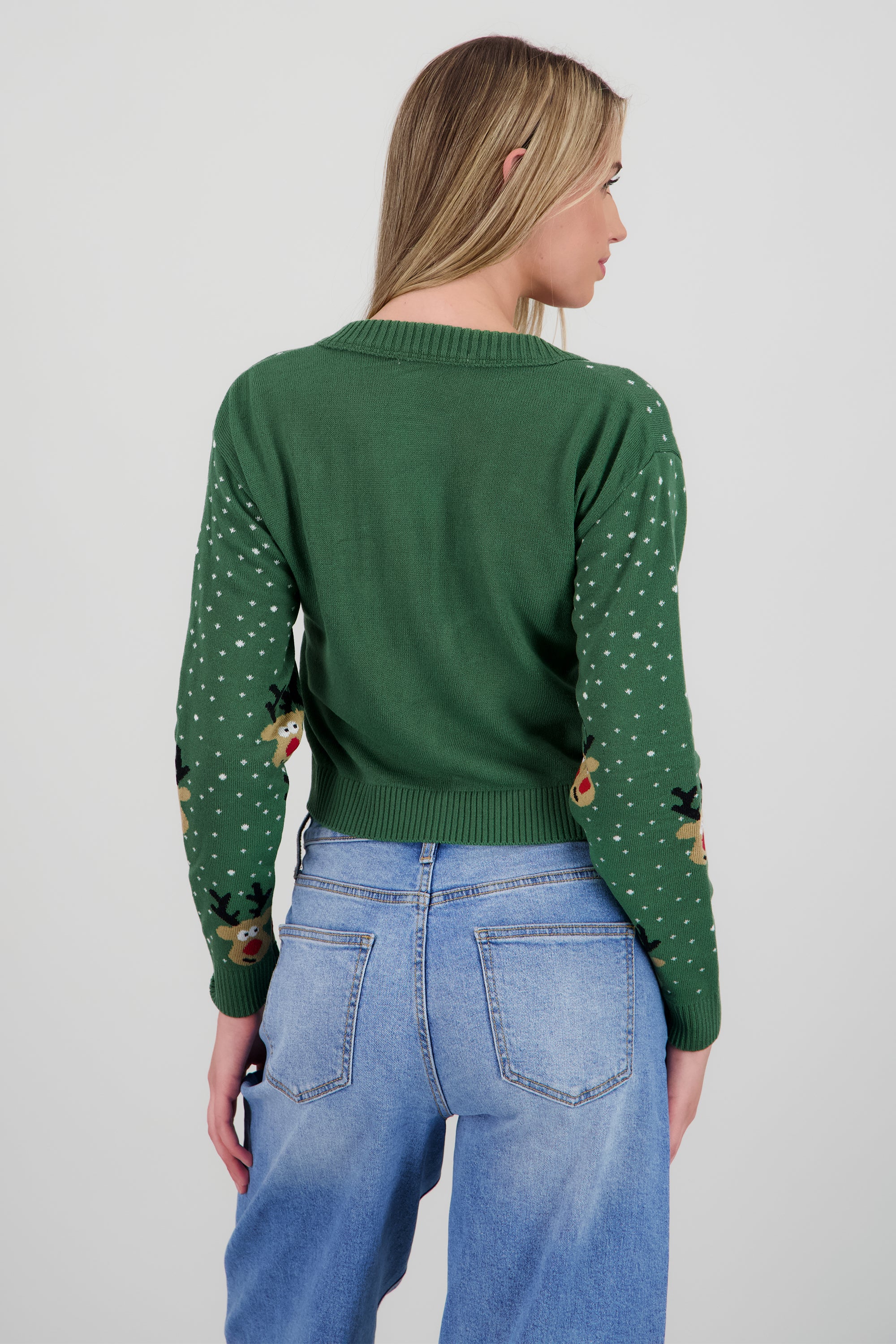 Cardigan renos detalle botones OLIVO COMBO