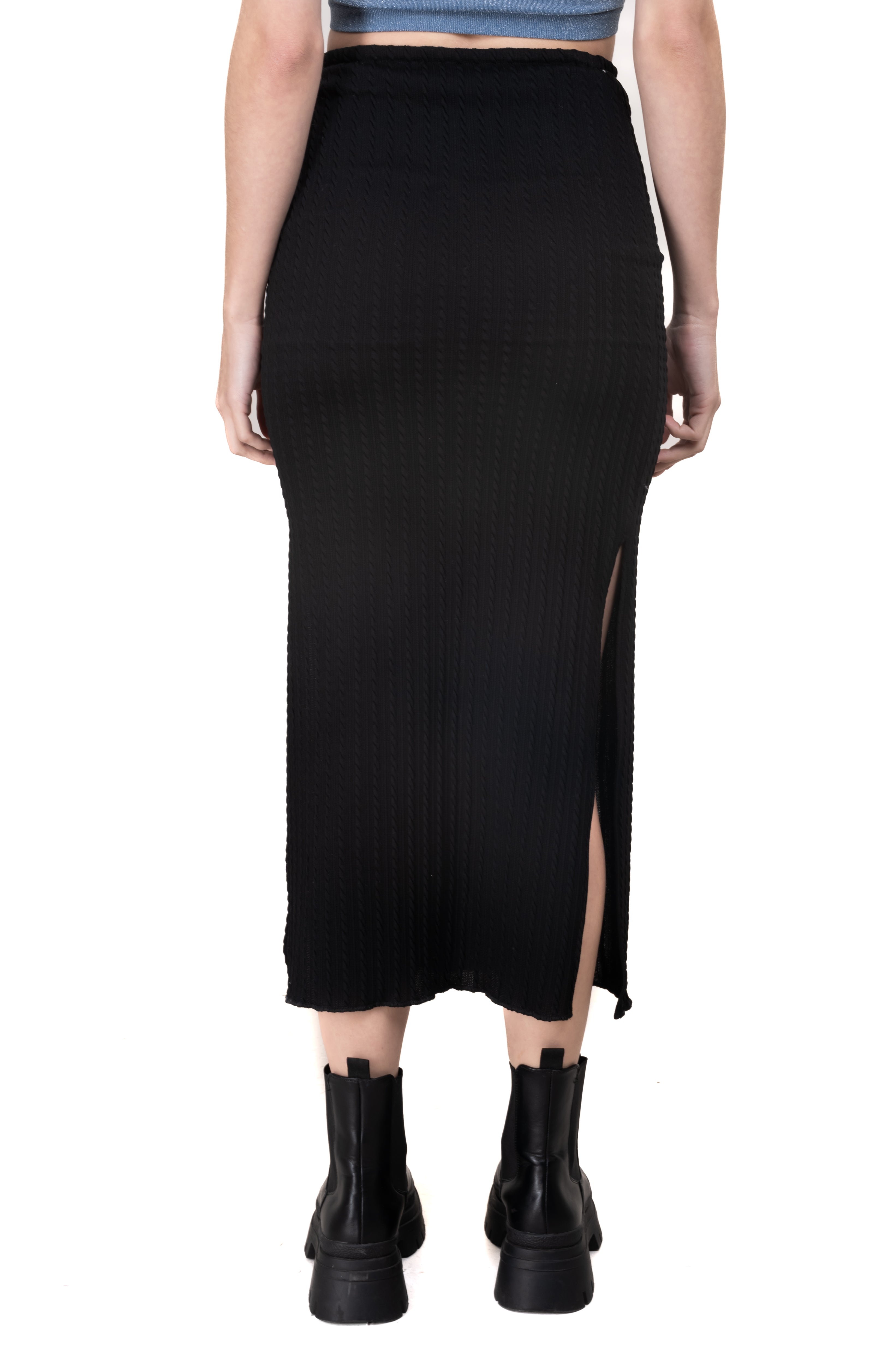Falda midi abertura lateral NEGRO
