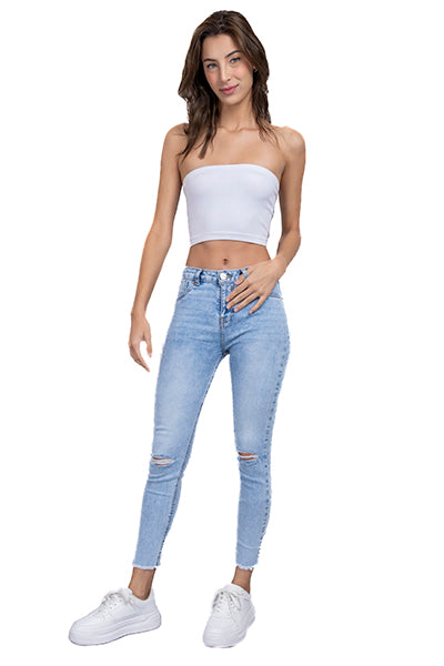 Jeans Skinny Destrucción En Rodillas