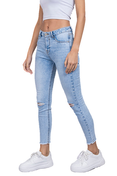 Jeans Skinny Destrucción En Rodillas ACID LIGHT