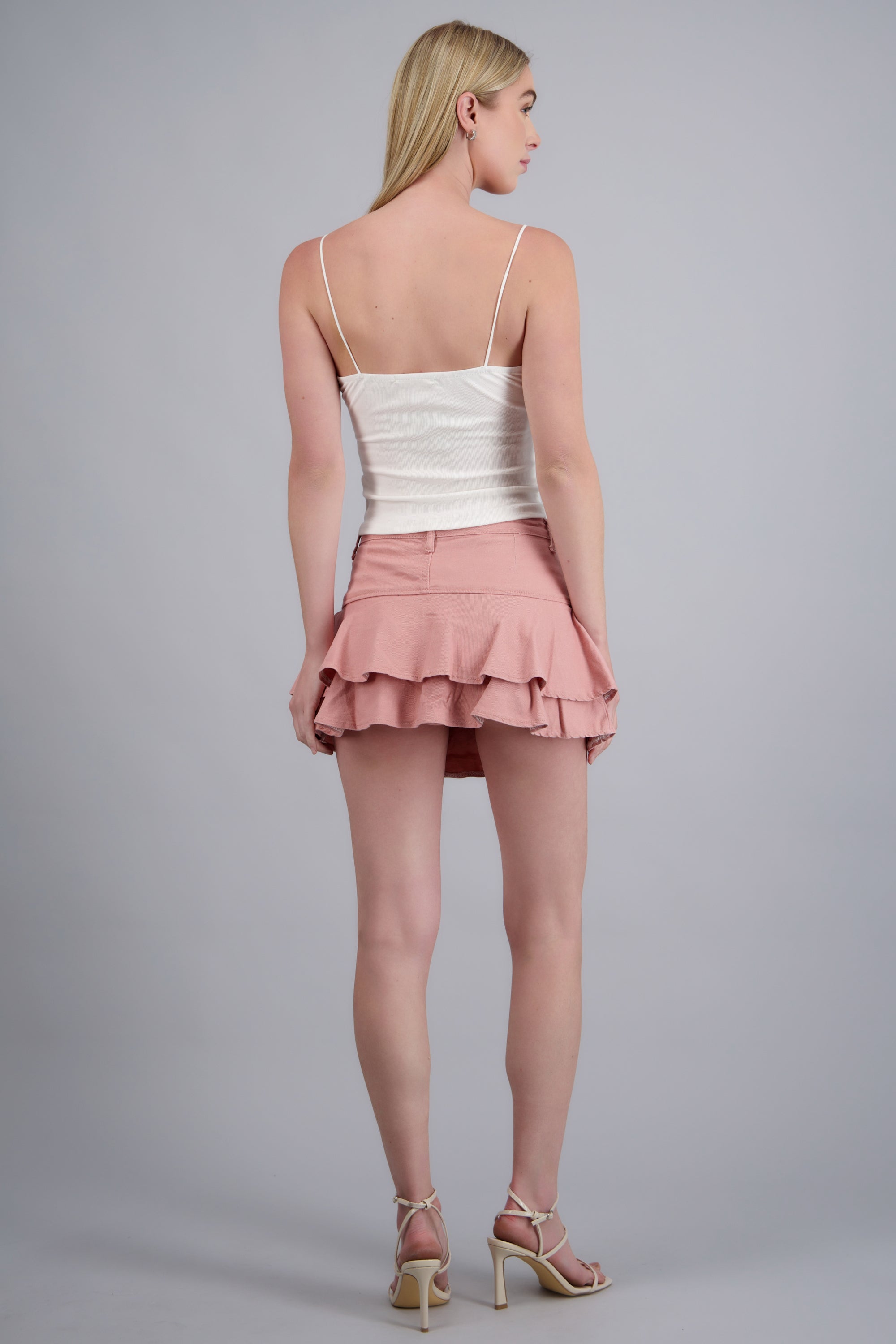 FALDA SHORT DENIM OLANES PALO DE ROSA